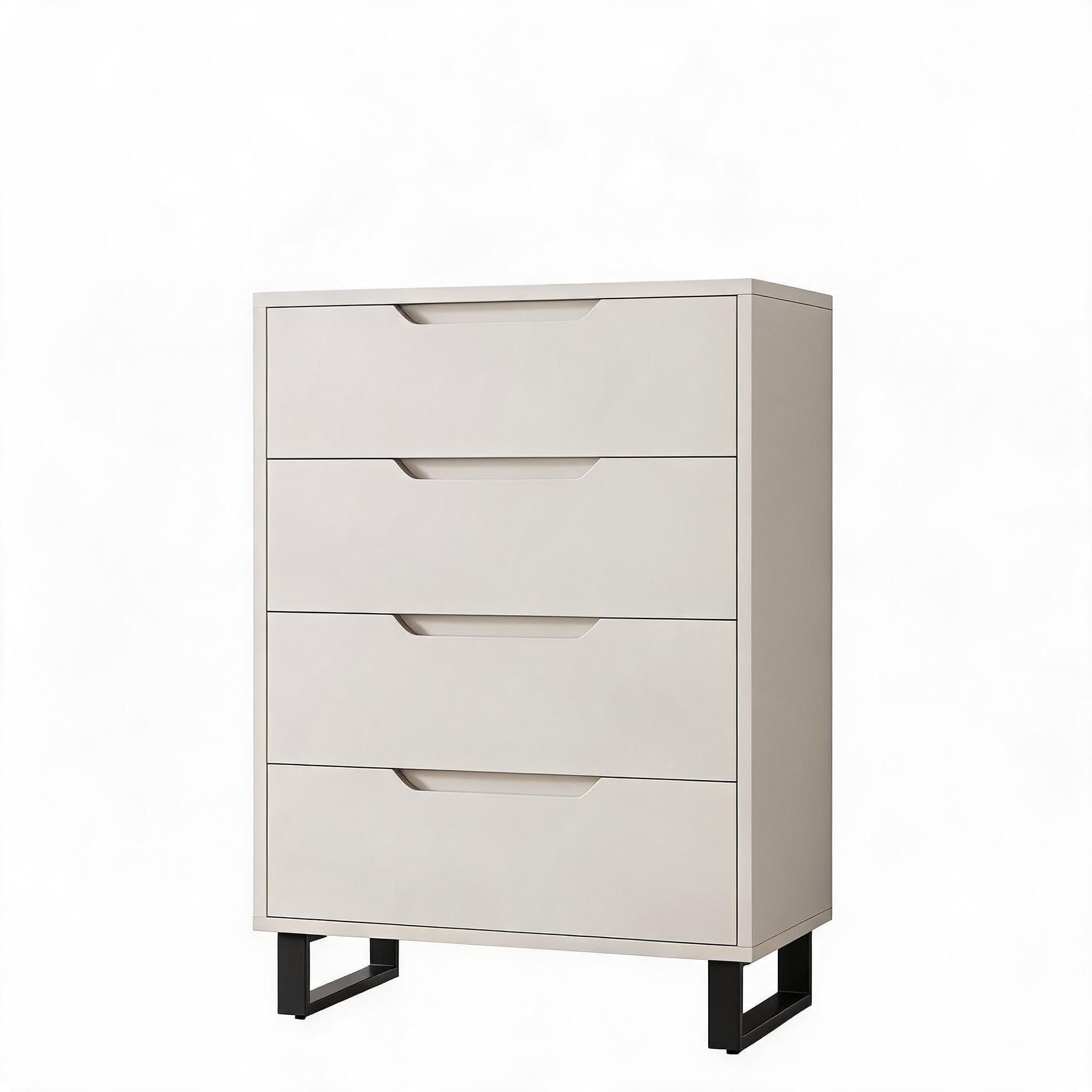 4-Drawer Tall Dresser, Vertical Wood Storage, Bedroom 41.5in