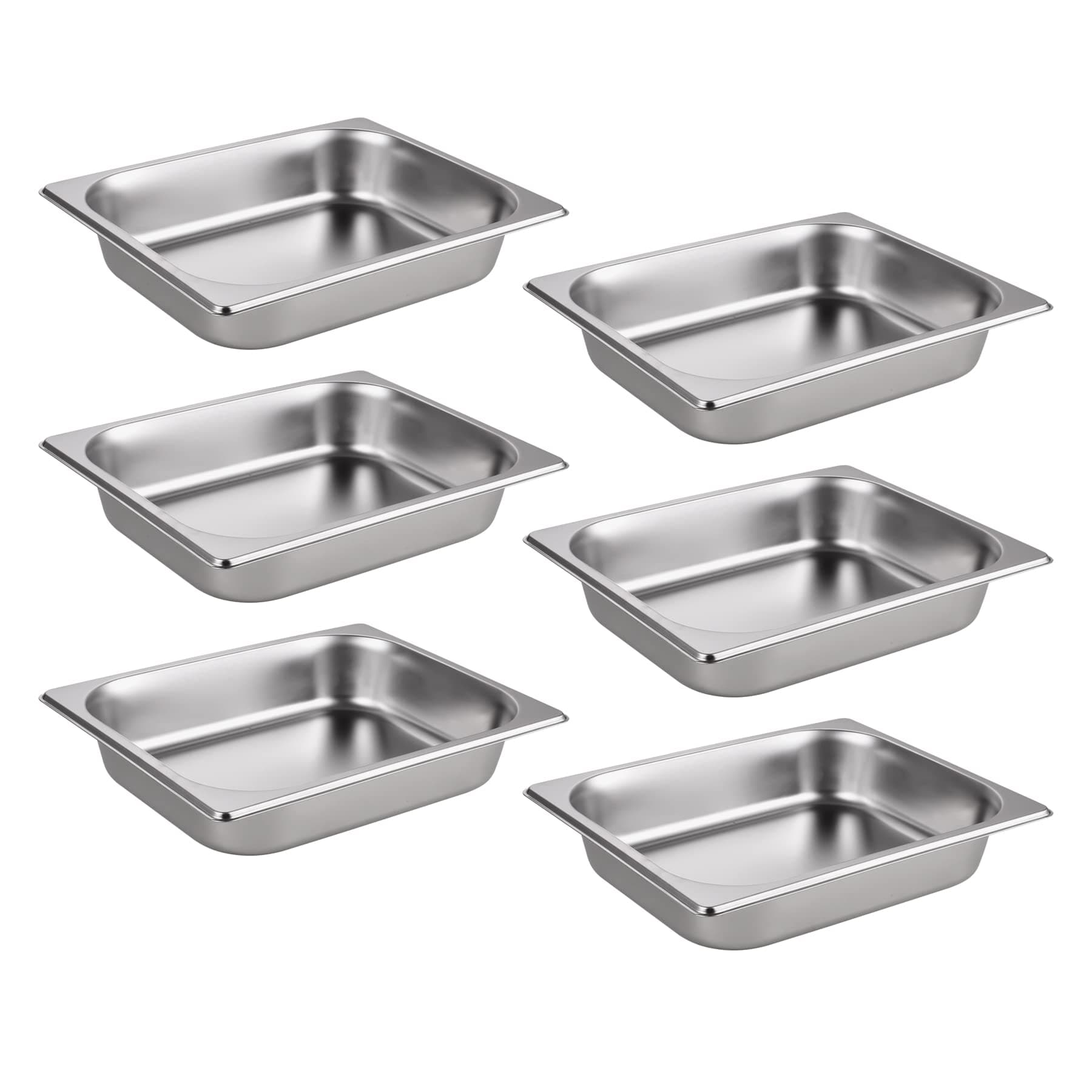 6 Pack 1/2 Size Chafing Pan, 2.5 Inch Deep Half Hotel Pans Made of Stainless Steel for Restaurant Cafeteria Hotel Freezer Bin, Size 12.8in*10.4in*2.5in Hotel Dinner Plates