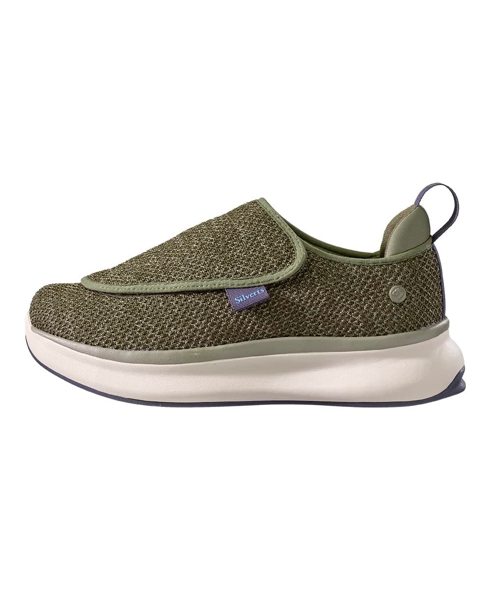 Silvert's Adaptive Clothing & Footwear Men’s Extra Wide Comfort Shoes with Easy Touch Closures - Best Walking Shoes for Seniors - Olive 7.5