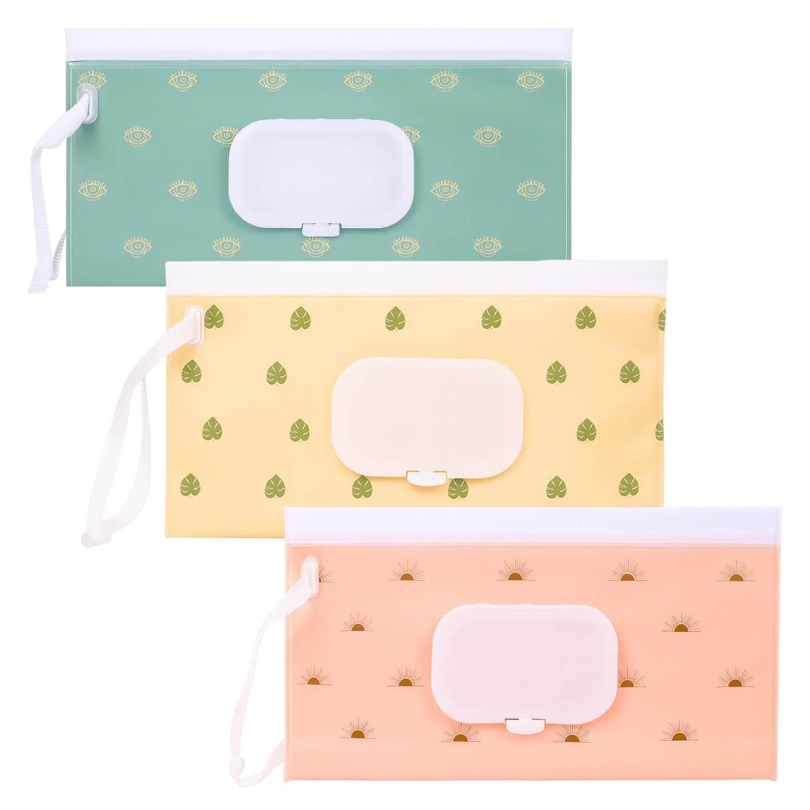 fernfern Baby Wipe Dispenser, 3-Pack Portable Refillable Wipe Holder, Reusable Travel Wet Wipe Pouch, Waterproof and Dustproof Wipe Case for Diaper