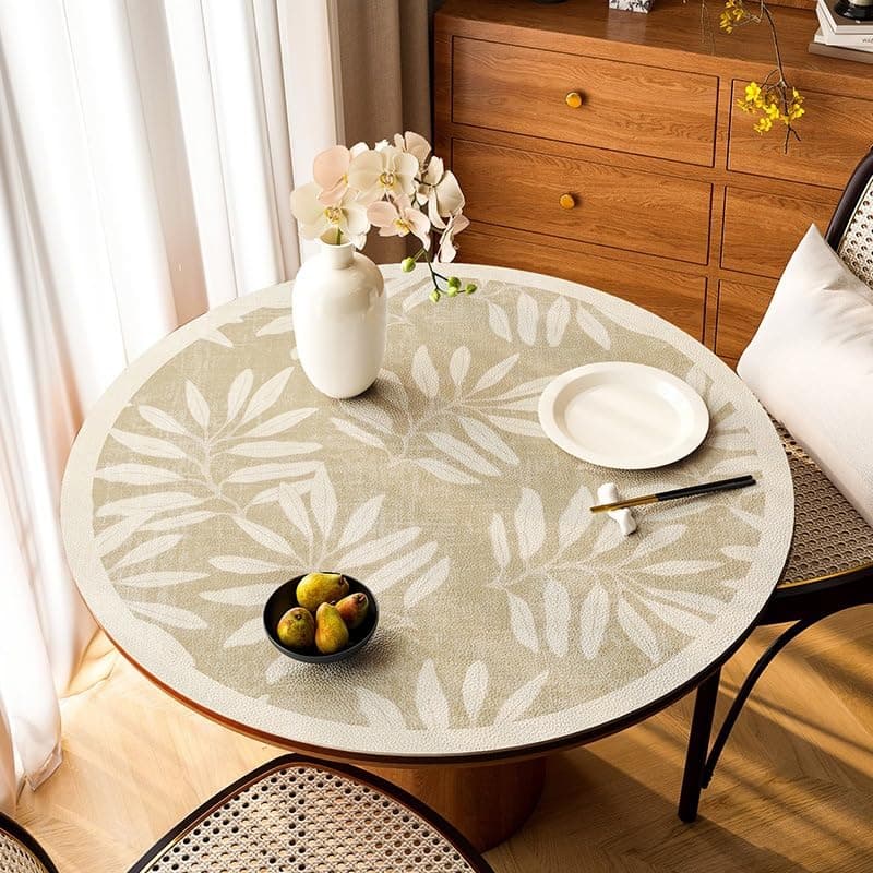 Little Round Leather Dining Table Protector, Waterproof 1.5mm Thick Tablecloth Pad Wooden Furniture Desktop Glass Marble Coffee Tabletop Pad (P,60cm)