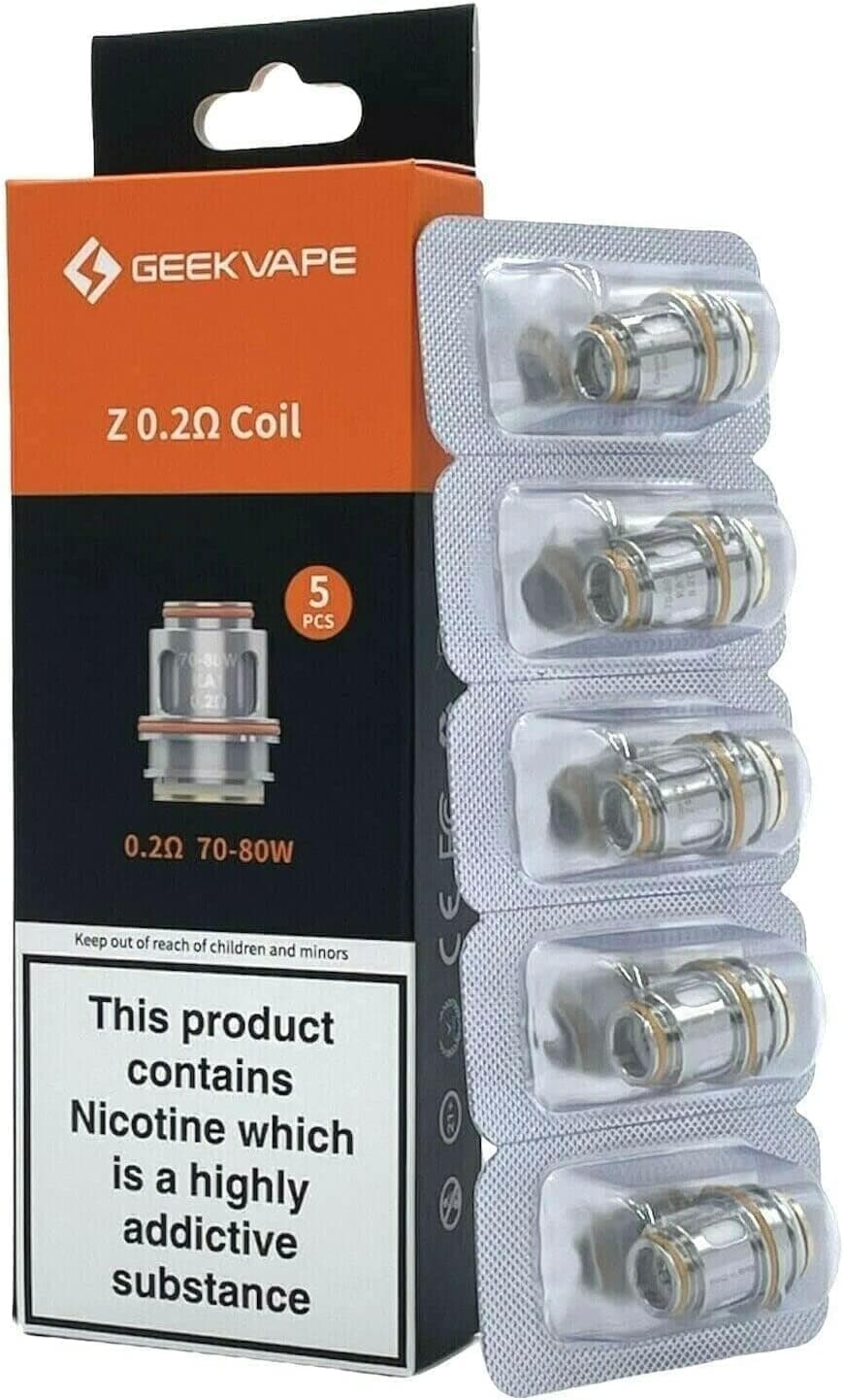 Z 0.2 XM coils (Boost Version) 0.2 ohm 70-80W (5 pcs) for GeekVape Z Sub-Ohm Tank, Geek Vape Z Sub-Ohm 2021 Tank, Geek Vape Z Sub-Ohm SE Tank, Geek Vape Z200 Kit (Zeus Sub-Ohm Tank) - No Nicotine