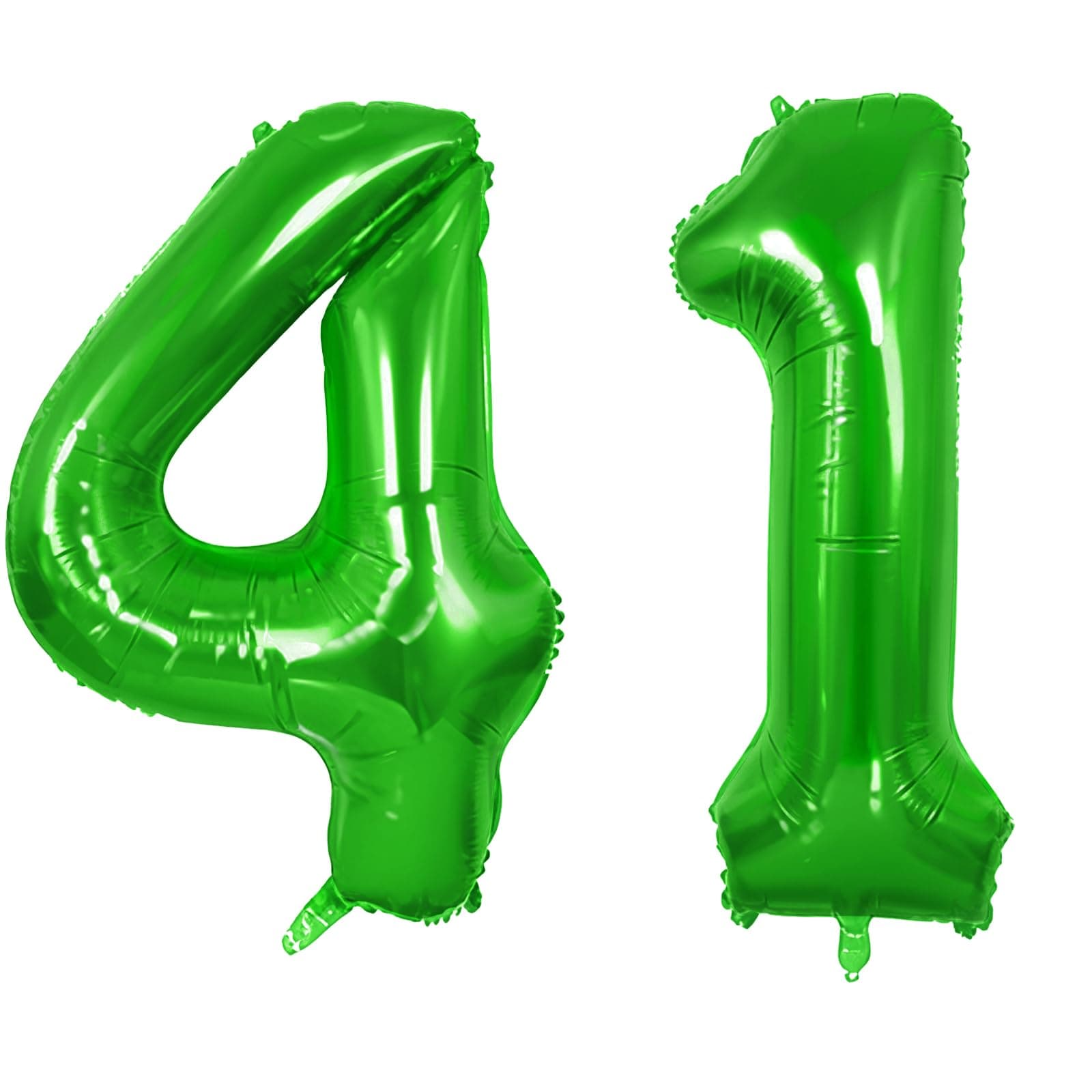 Balloons Number 41 for 41st Birthday Party Decorations, 0-100 Large No. 41 Balloons for Women, Men and Him, 40 Inch Fruit Green Foil Helium Balloon for 41 Years Old Anniversary Decorations