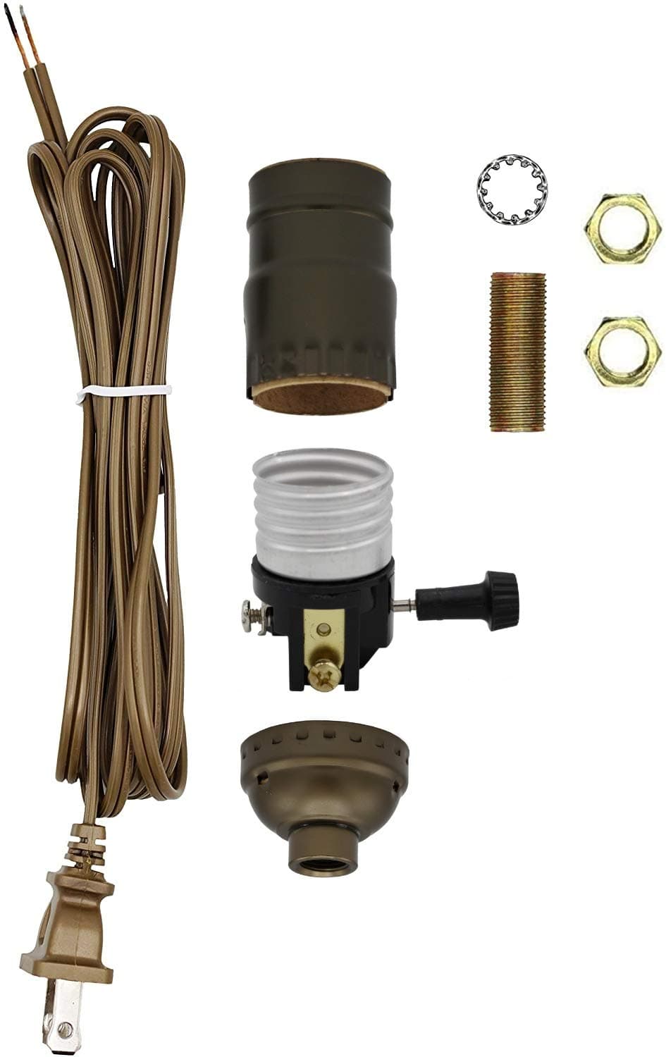 Creative Hobbies Make a Lamp or Repair Kit – Todo el hardware esencial, enchufe de 3 vías y cable eléctrico a juego (antiguo)