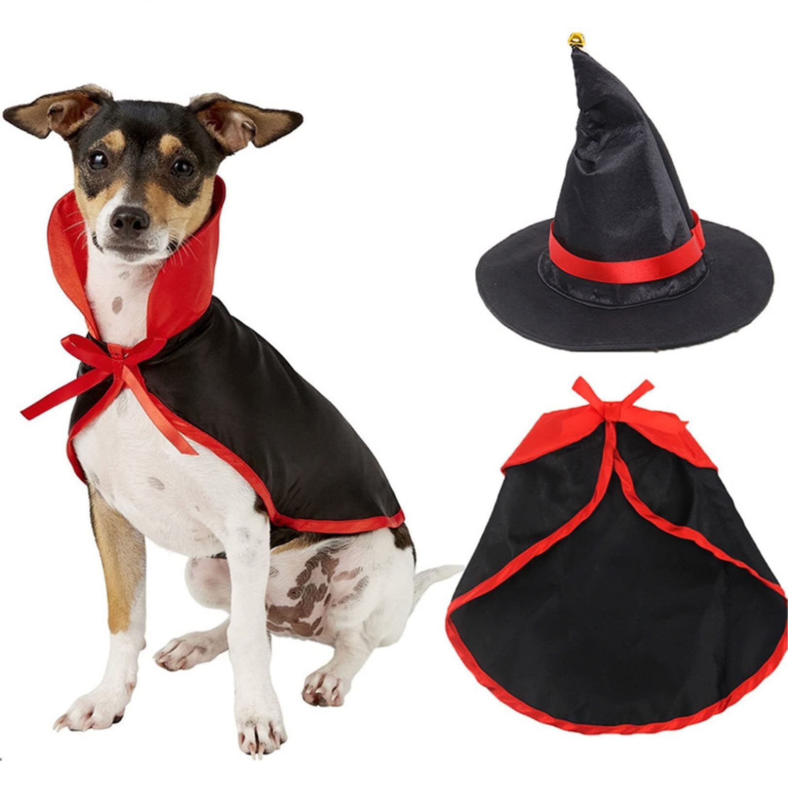Pet Dog Cosplay Cloak Costume Halloween Pet Costumes Cute Cosplay Vampire Cloak Cape Cat Cap with Hat Dog Accessories (Color : Black, Size : Large)