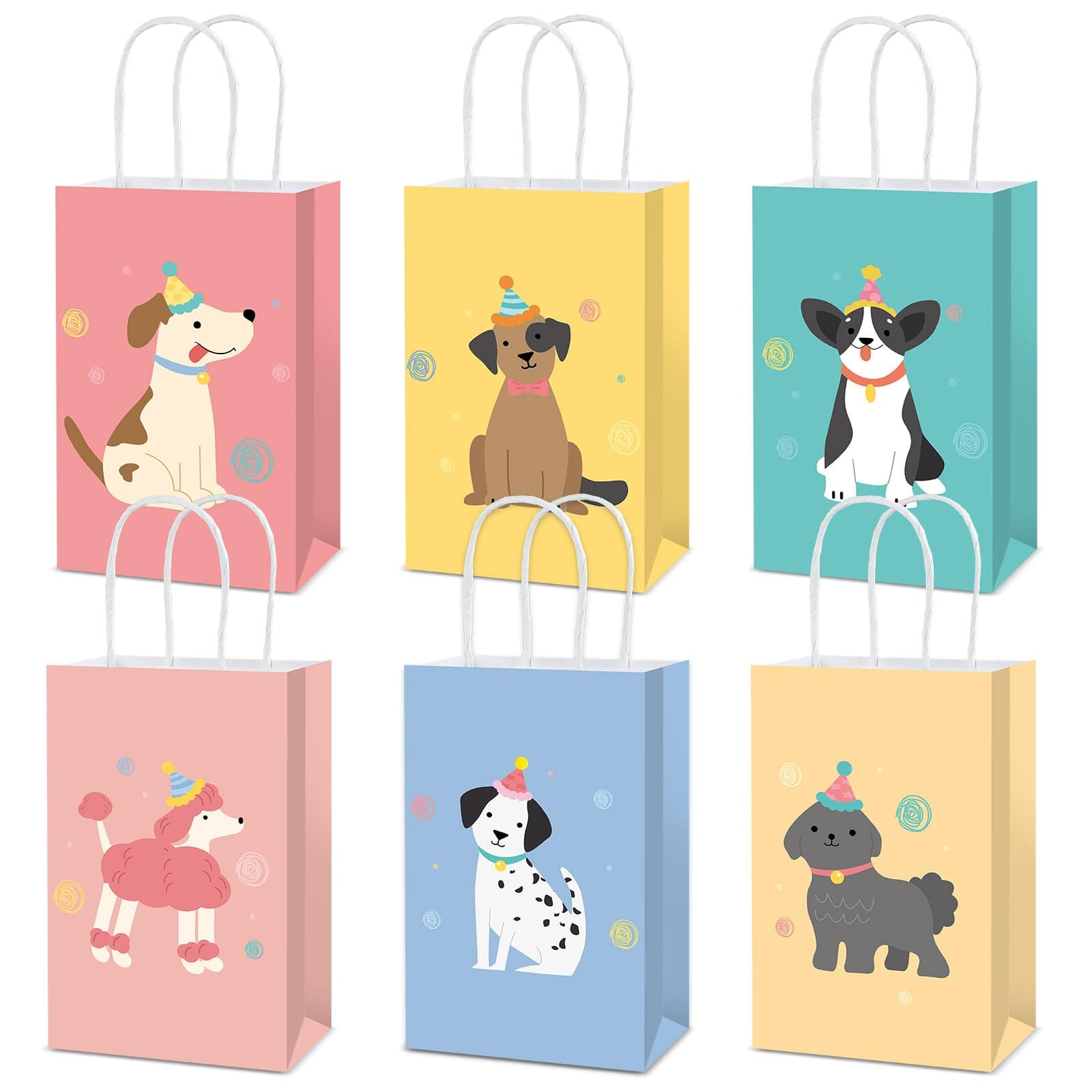 24 Pcs Pet Dog Birthday Party Supplies Vintage Dog Paper Goodies Bags Puppy Birthday Party Decorations Gift Bag with Handle Retro Puppy Face Candy Treat Bags Box for Pet Baby Shower Parties Favor