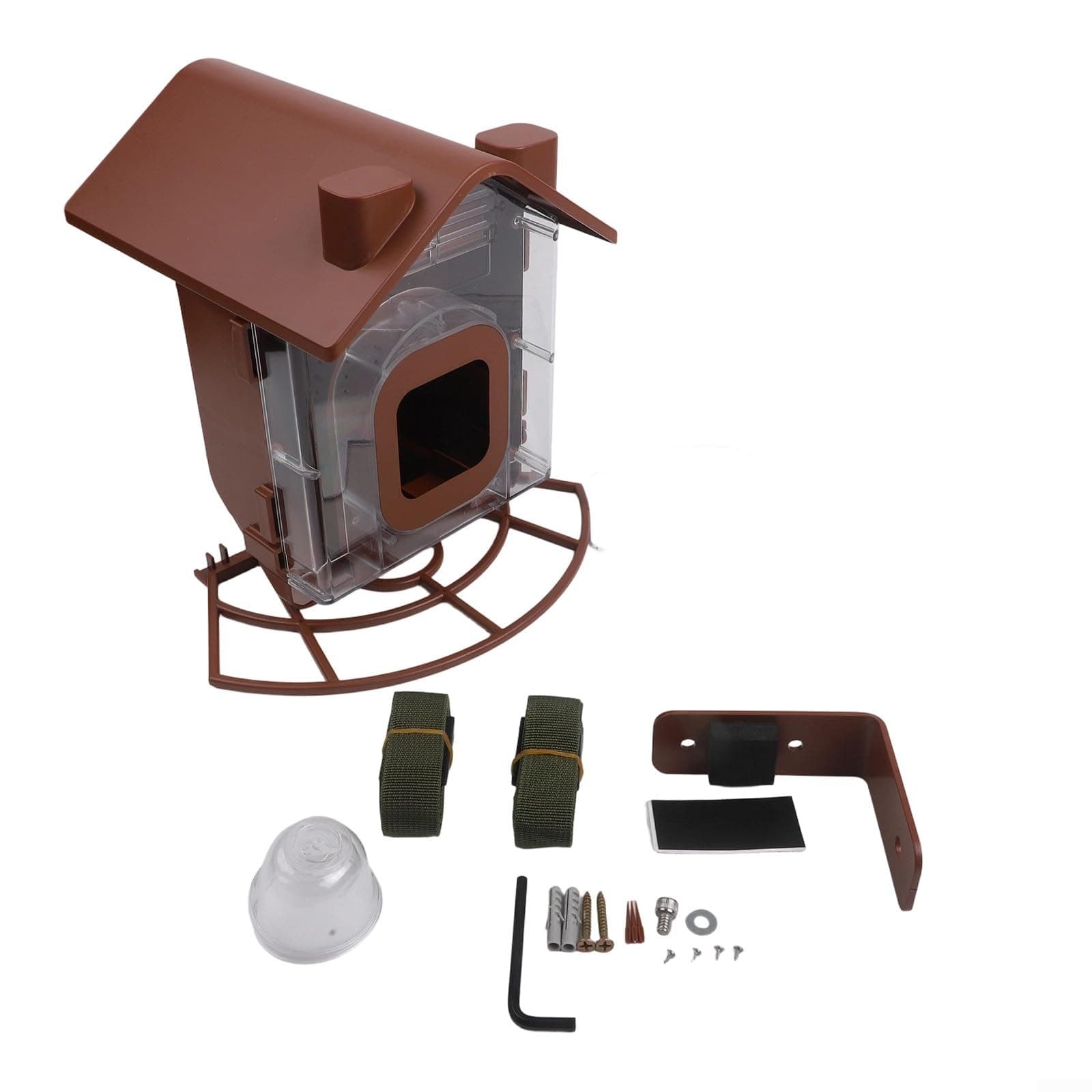Squirrel for proof Bird Feeder with Camera Mount Large Capacity Outdoor Hanging Metal Cage Wild Bird Watch