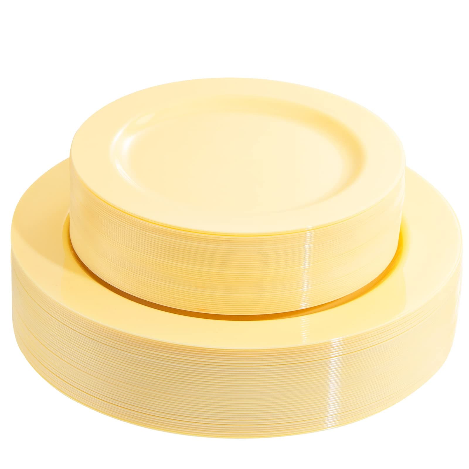 FLOWERCAT 60PCS Yellow Plates - Heavy Duty Yellow Plastic Plates Disposable 10.25inch & 7.5inch for Birthday Party/Wedding/Spring - Serve for 30 guests