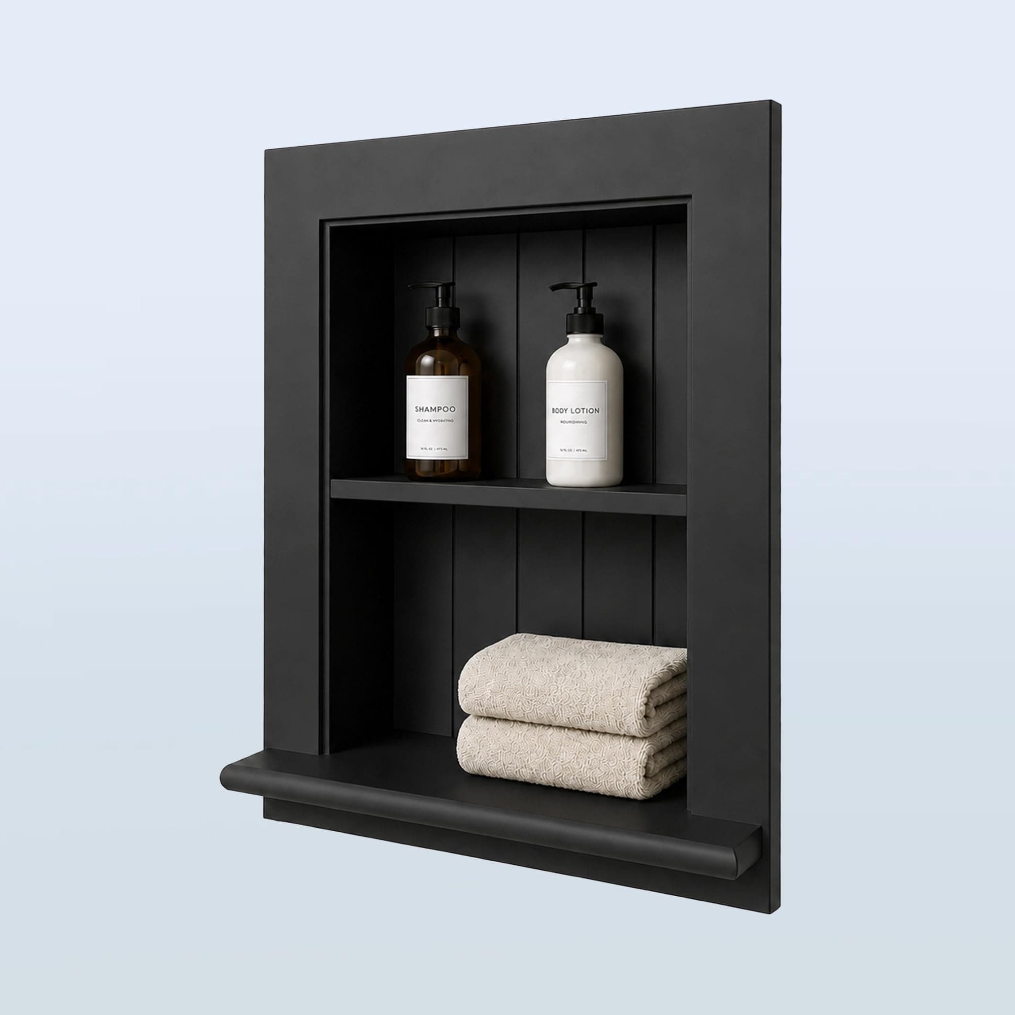 Royxen Bathroom Medicine Cabinet 14 x 18 Inch, Recessed, Large 2-Tier, Black