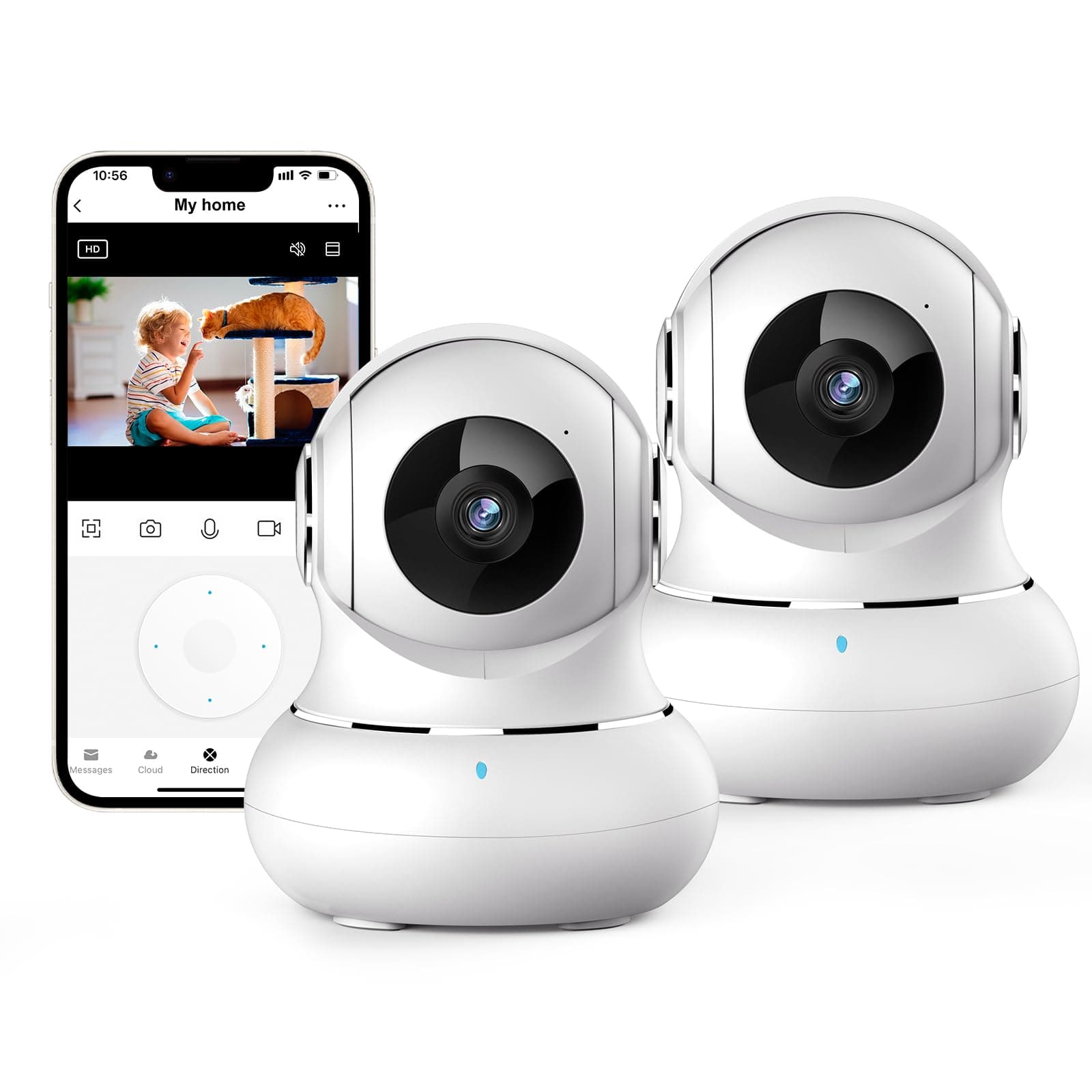 Little elf Indoor Security Camera with App, 2K Indoor WiFi Camera for Pet/Dog,Home Security Camera Wireless for Baby Monitor,360°Pan & Tilt Camera for Motion Tracking,Work with Alexa-2 Pack
