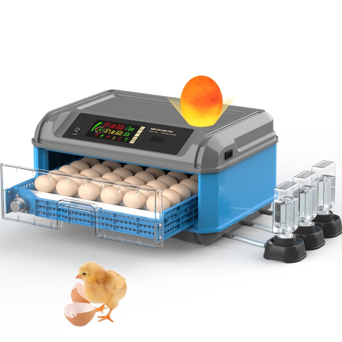 DEZHXHE Egg Incubator for Hatching Eggs - Egg Incubator with Automatic Egg Turning, Humidity Control, Water Adding System, Egg Candler, Ideal for Chicken, Duck, Quail Eggs (22 Eggs)