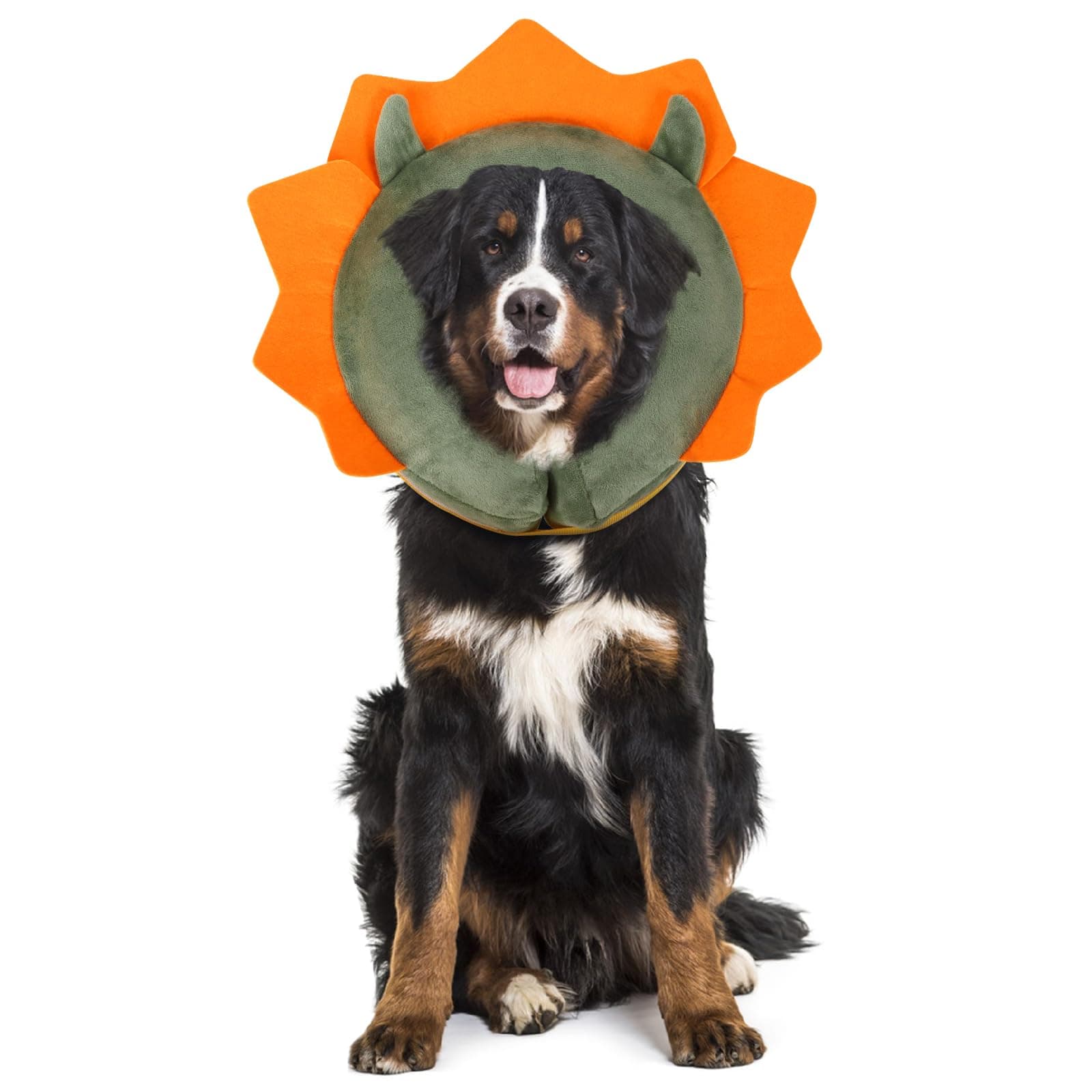IEUUMLER Inflatable Recovery Dog Collar, Protective Donut Cone, Adjustable Soft Collar for Dog and Cat After Surgery Prevent from Biting & Scratching EU002 - Green Demon M+