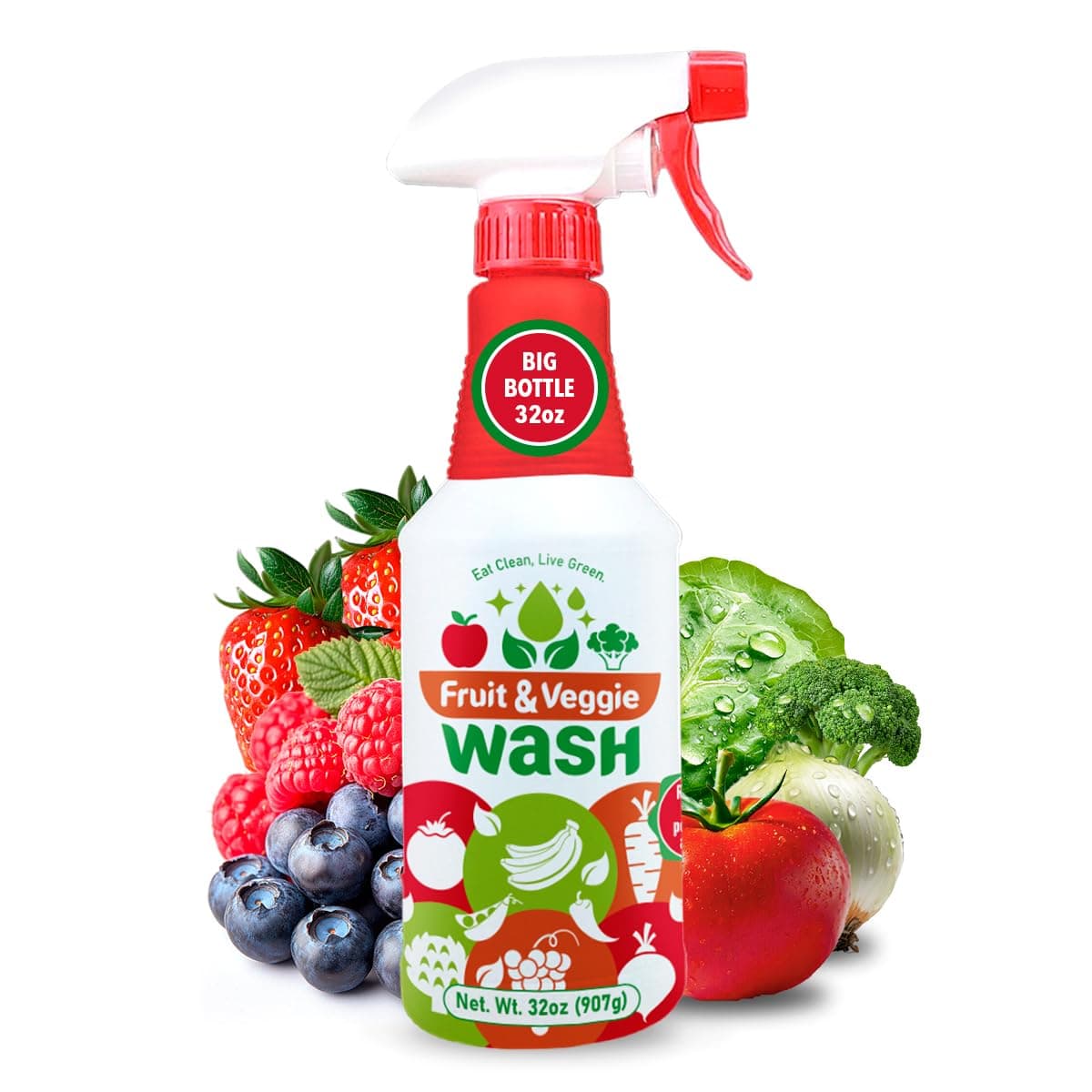 Dr. Robaina Fruit & Veggie Wash - Premium Fruit and Vegetable Cleaner, 16 fl oz - Removes Waxes, Pesticides, and Soil - Organic Vegetable Wash for Fresh Produce Care