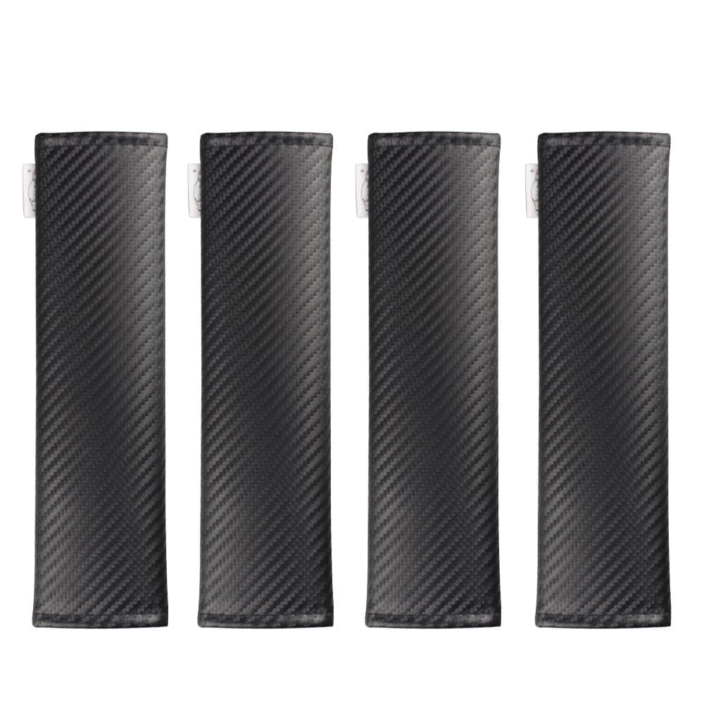 GAMPRO 4-Pack Black Carbon Fiber Car Seat Belt Pad Cover, Soft Car Safety Seat Belt Strap Shoulder Pad for Adults and Children,Useful Shoulder Suitable for Backpack, Backpack, Shoulder Bag(4-Pack)