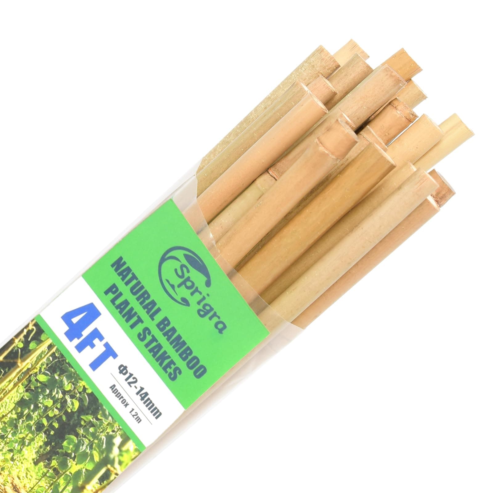 Sprigra Bamboo Stakes 4FT 30pcs, 48 inch Garden Stakes Multi-Purpose, Bamboo Plant Support Stakes for Beans, Peppers, Flowers, Potted, Maintain the Plant Posture, Strengthen and Stem