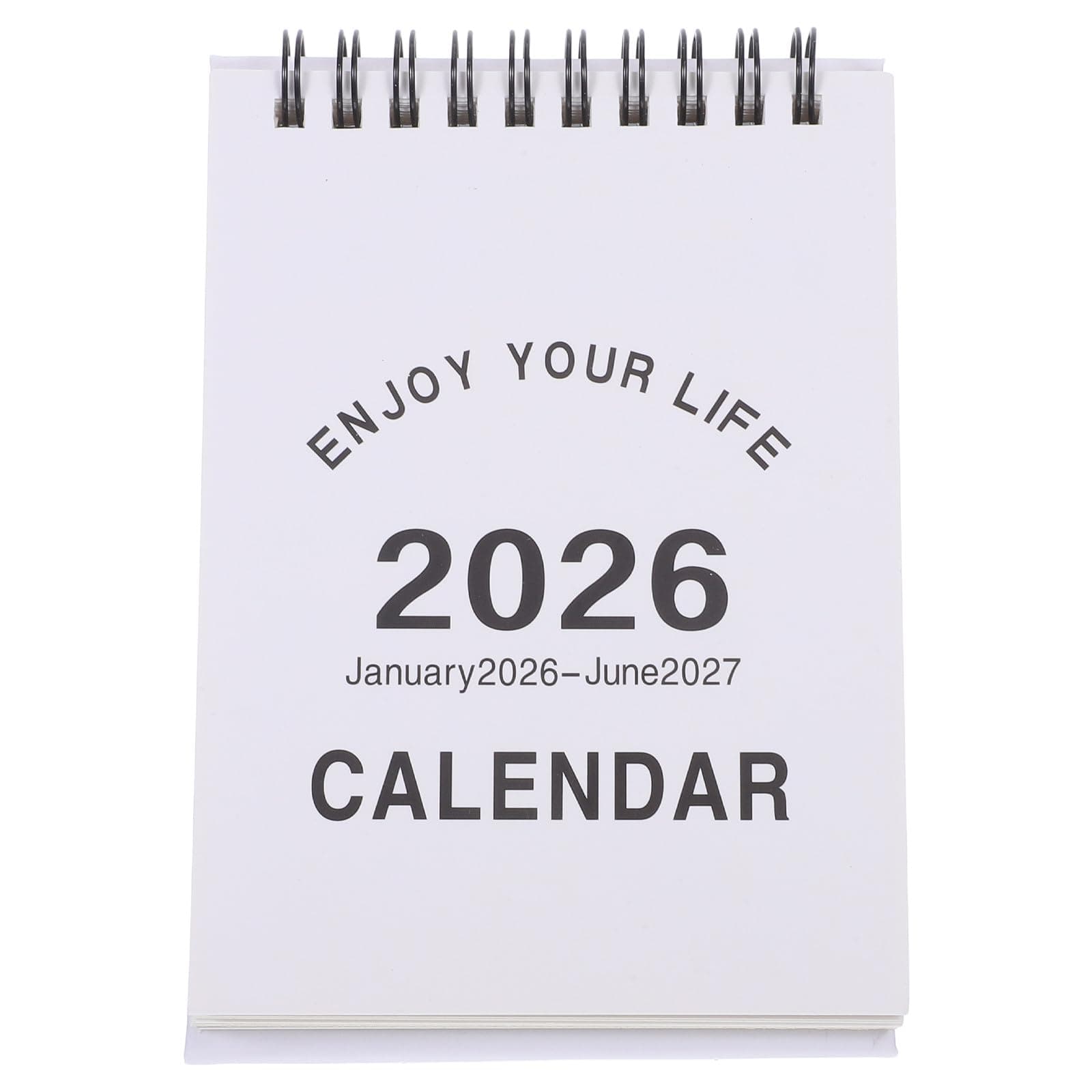 OSALADI Mini Desk Calendar 2026-2027: Compact Standing Flip Monthly Desk Calendar with Planner And Memo for Office Home School Organizing White