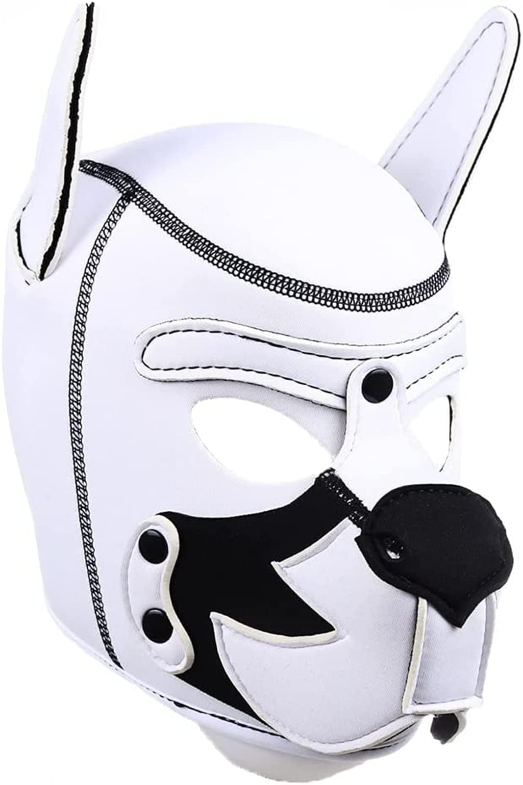 jecrizy Dog Head Masks Neoprene Puppy Hood, Neoprene Full Face Mask, Halloween Mask, Novelty Party Costume (Large, White 3)