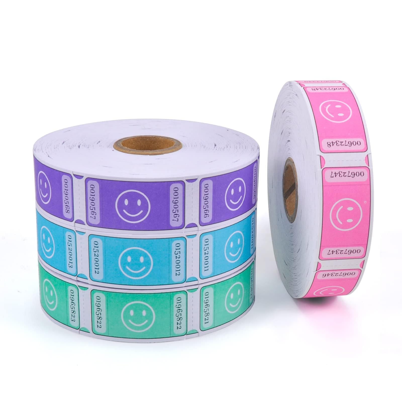 L LIKED 4000 Smile Single Raffle Tickets, (Pink, Purple, Blue, Green)