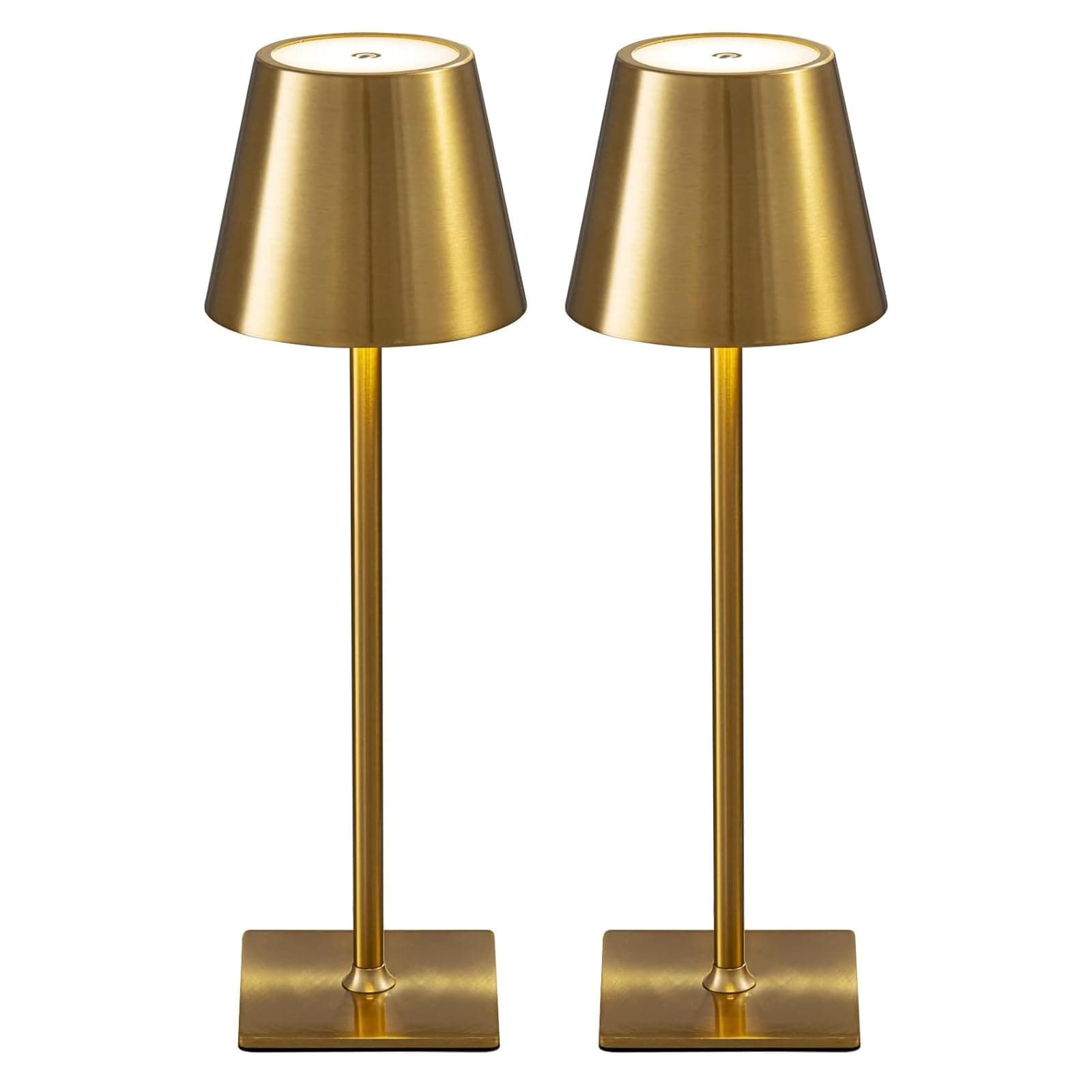 Gold Cordless Rechargeable Table Lamps, 2 Pack 5000mAh Battery Operated LED Desk Lamp, 3 Color Stepless Dimmable Lamps, IP54 Waterproof Portable Lamp for Outdoor, Patio, Bar, Restaurant, Bedroom