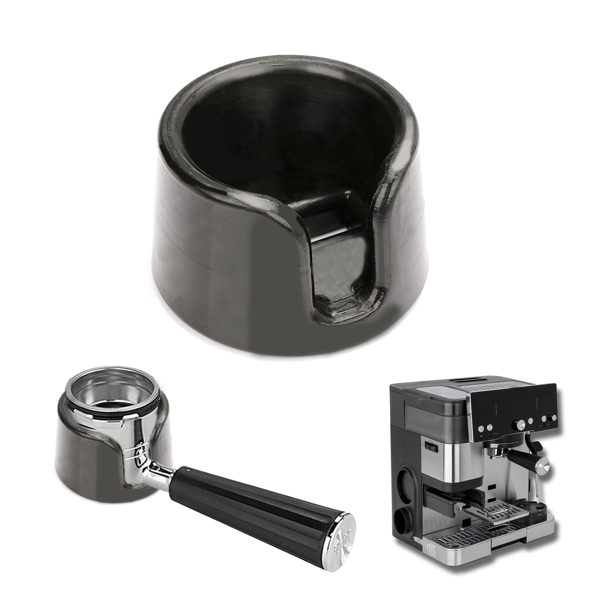Coffee Tamper Base Compatible with Ninja Espresso Machine ES601/ES701,Handheld Portafilter Support Stand For Ninja Cafe Luxe,Anti-Slip Coffee Accessories Improves Tamping Stability & Extraction Black