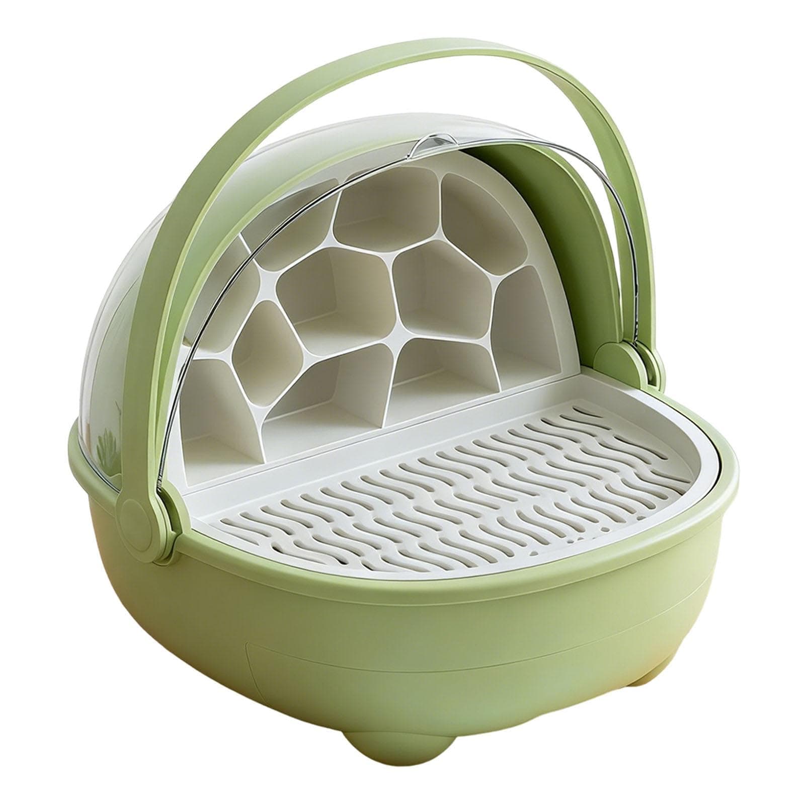 Fenteer Silkworm Breeding Cage Home Carry Handle Shatterproof Breathable Reptile Feeding Box Reptile Breeding Container, Green