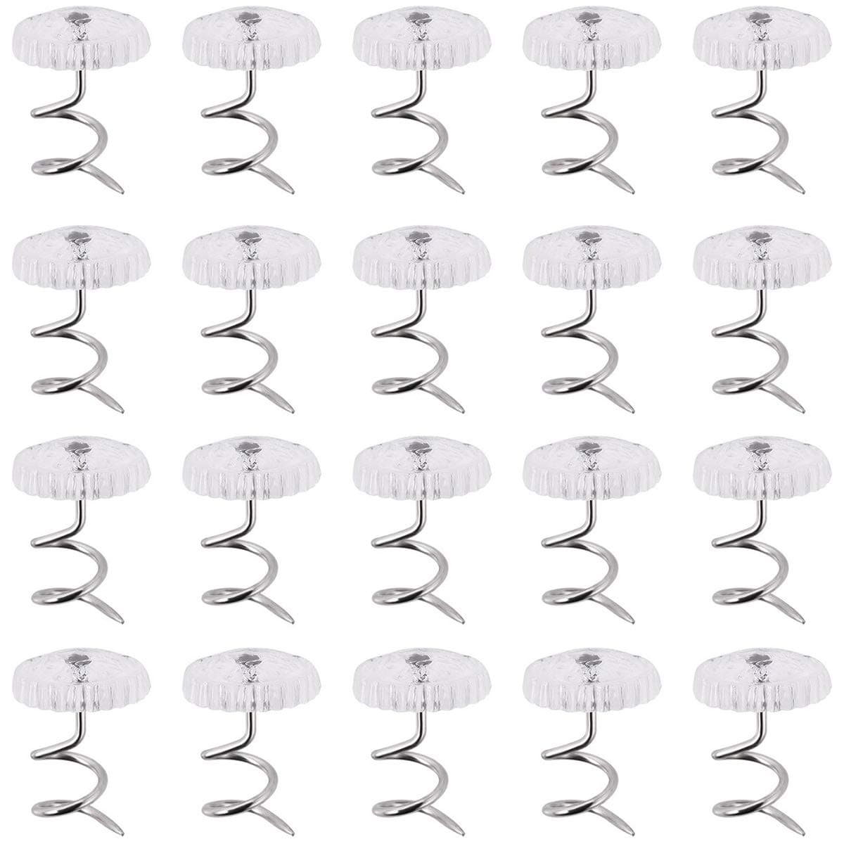 Akstore 60 Pcs Clear Bed Skirt Pins with Twist Pins for Upholstery, Slipcovers and Bedskirts
