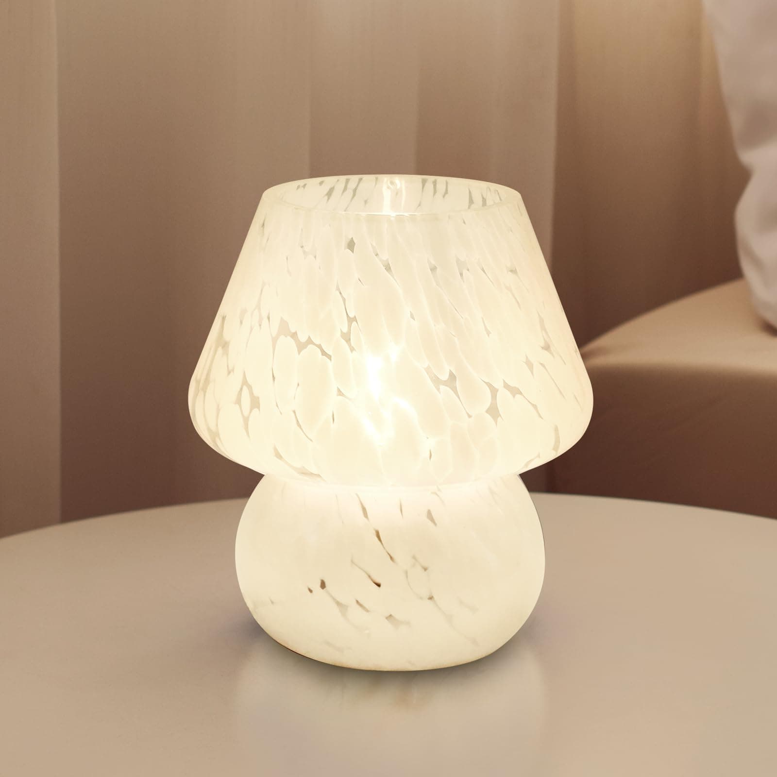 Dawnwake Mushroom Lamp Small Lamp, Table Bedside Nightstand Lamp for Bedroom (White-B)