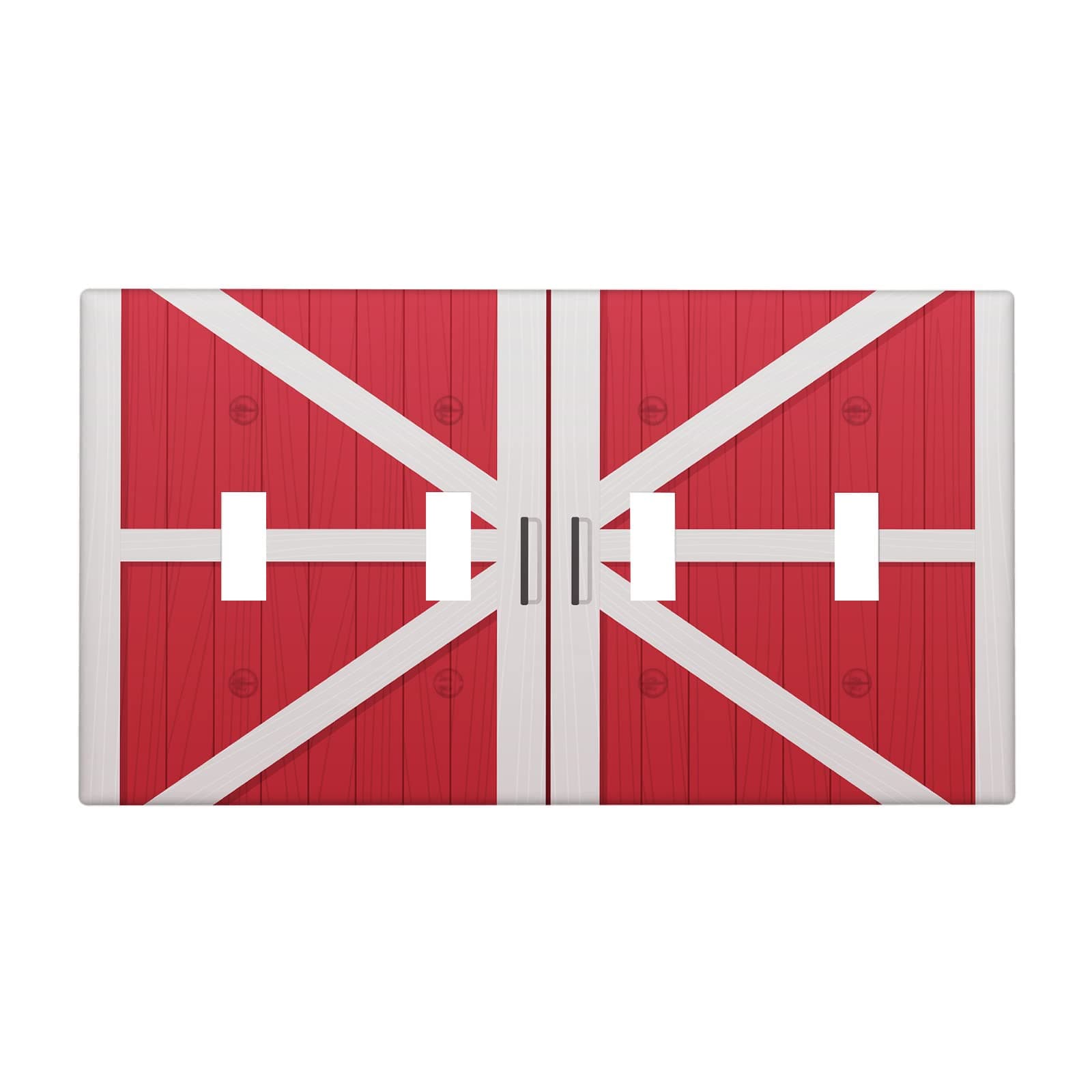 Rustic Barn Wooden Doors 4 Gang Light Switch Cover, Country Red Quad Toggle Wall Plate Decorative Electrical Switchplate Cover Faceplate for Kitchen Bathroom Home Art Wall Panel Decor