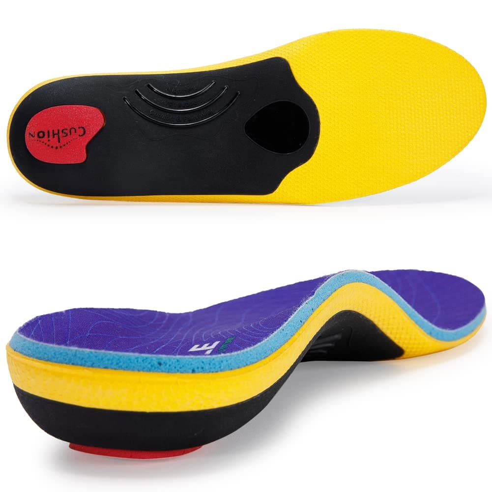 VALSOLE Heavy Duty Support Pain Relief Orthotics - 220+ lbs Plantar Fasciitis High Arch Support Insoles for Men Women, Flat Feet Orthotic Insert, Work Boot Shoe Insole, Absorb Shock with Every Step (MEN 6-6 1/2 | WOMEN 8-8 1/2--(250mm), Blue)