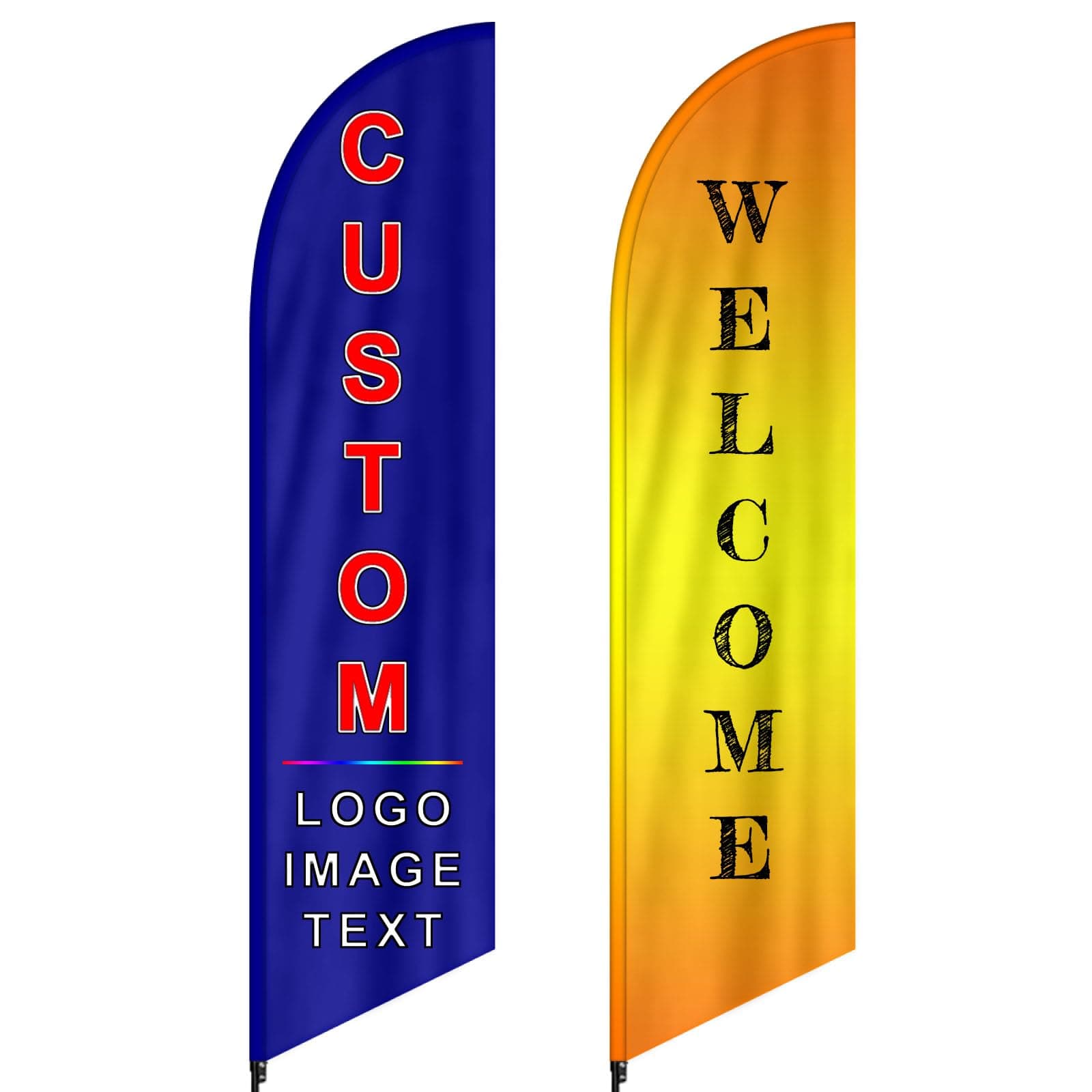 Custom Advertising Feather Flags for Outside Business Customized Open Flag Sign with Logo Text Personalized Businesses Banner Signs Single Sided Print for Store 3.1 x 13.5 FT Dark Blue
