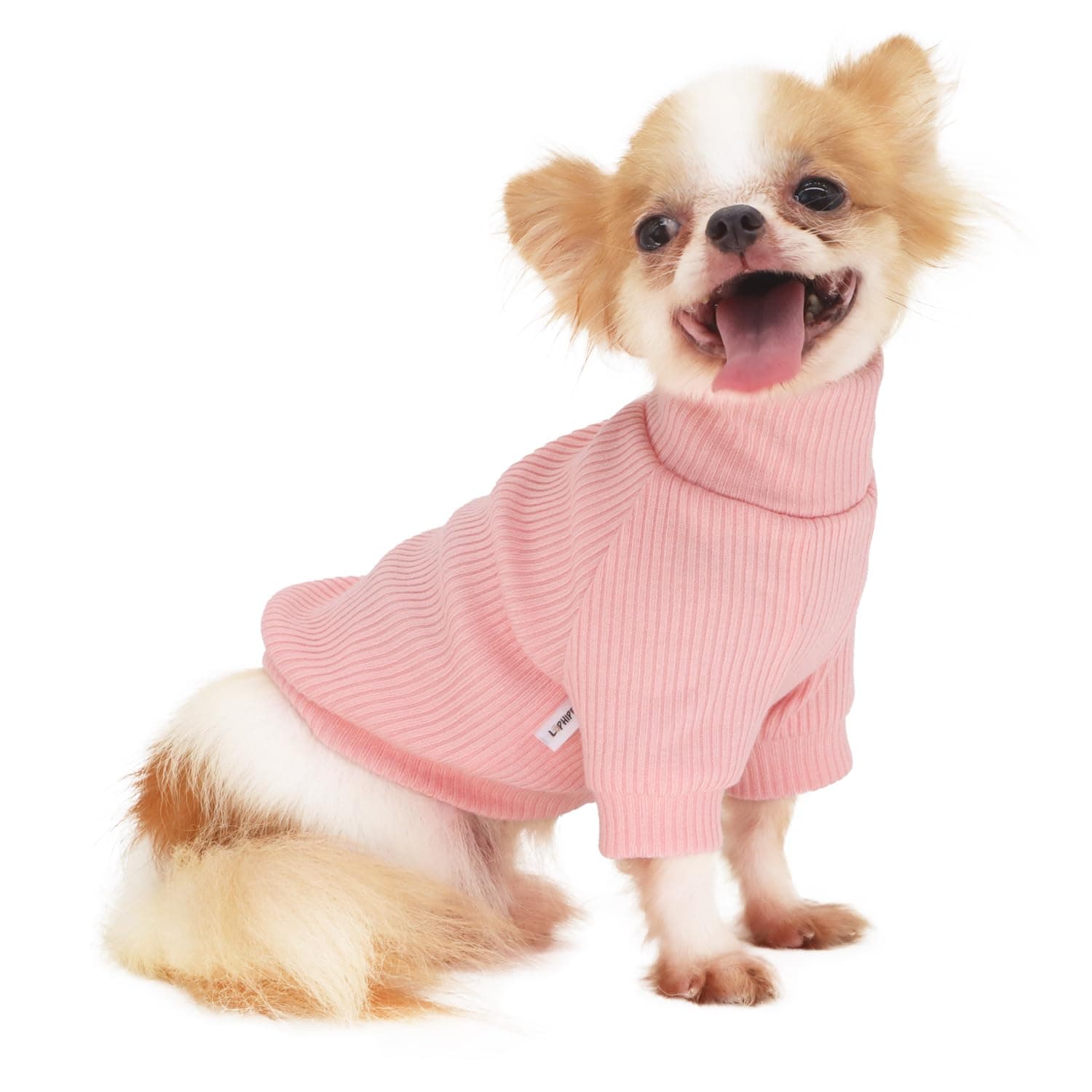 LOPHIPETS Small Dog Turtleneck Sweaters for Chihuahua Puppy Clothes-Bright Light Pink/M