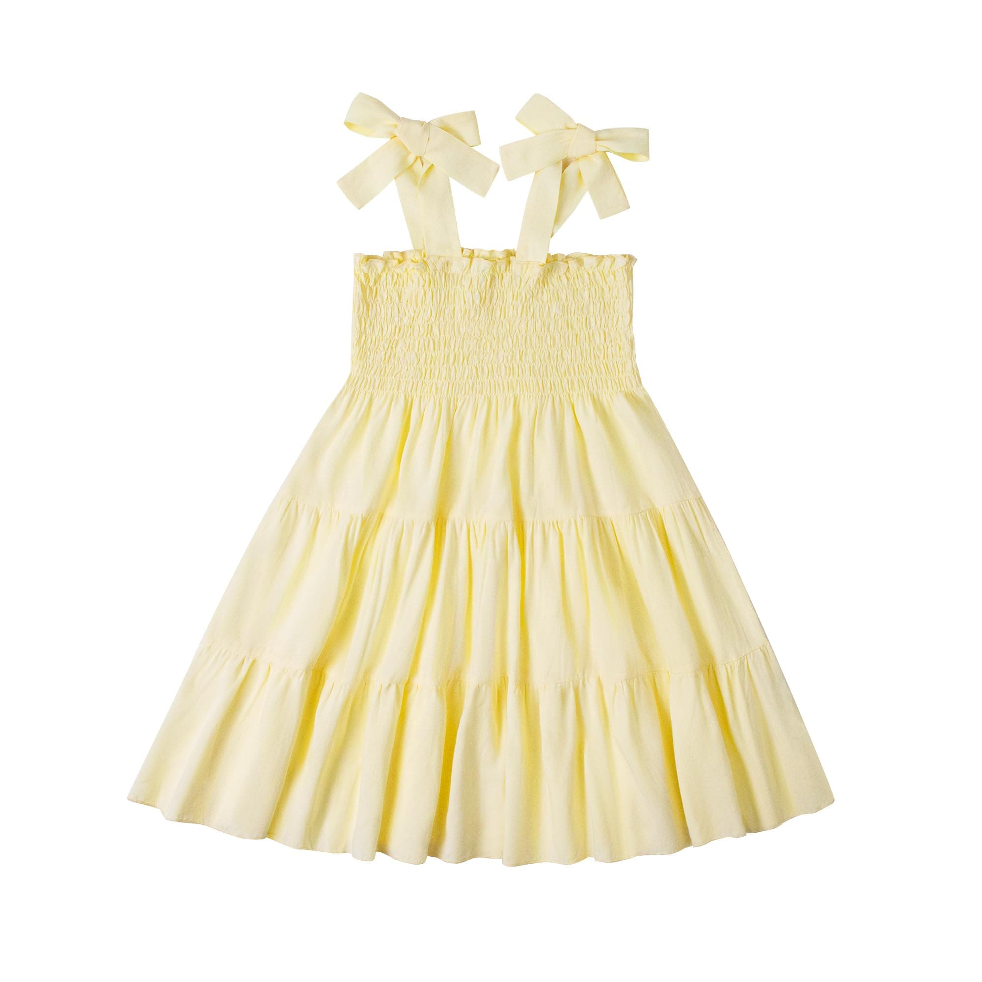 Magic Park Baby Toddler Girl Sleeveless Ruffle Dresses Child Summer Tiered Tie-Strap Beach Sundress Teen Casual A-Line Dress(Beige, 2-3 Years)