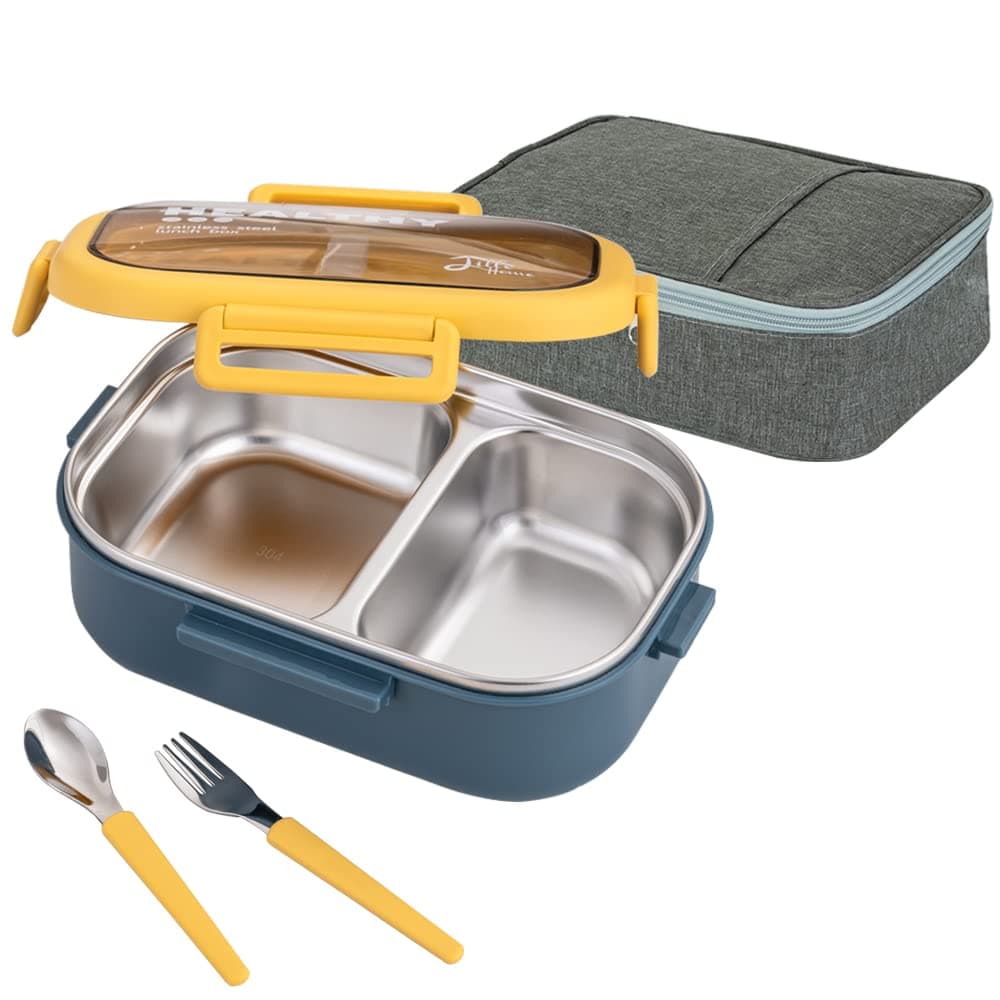 Lille Home 28oz Stainless Steel Leakproof 2-Compartment Bento Lunch Box