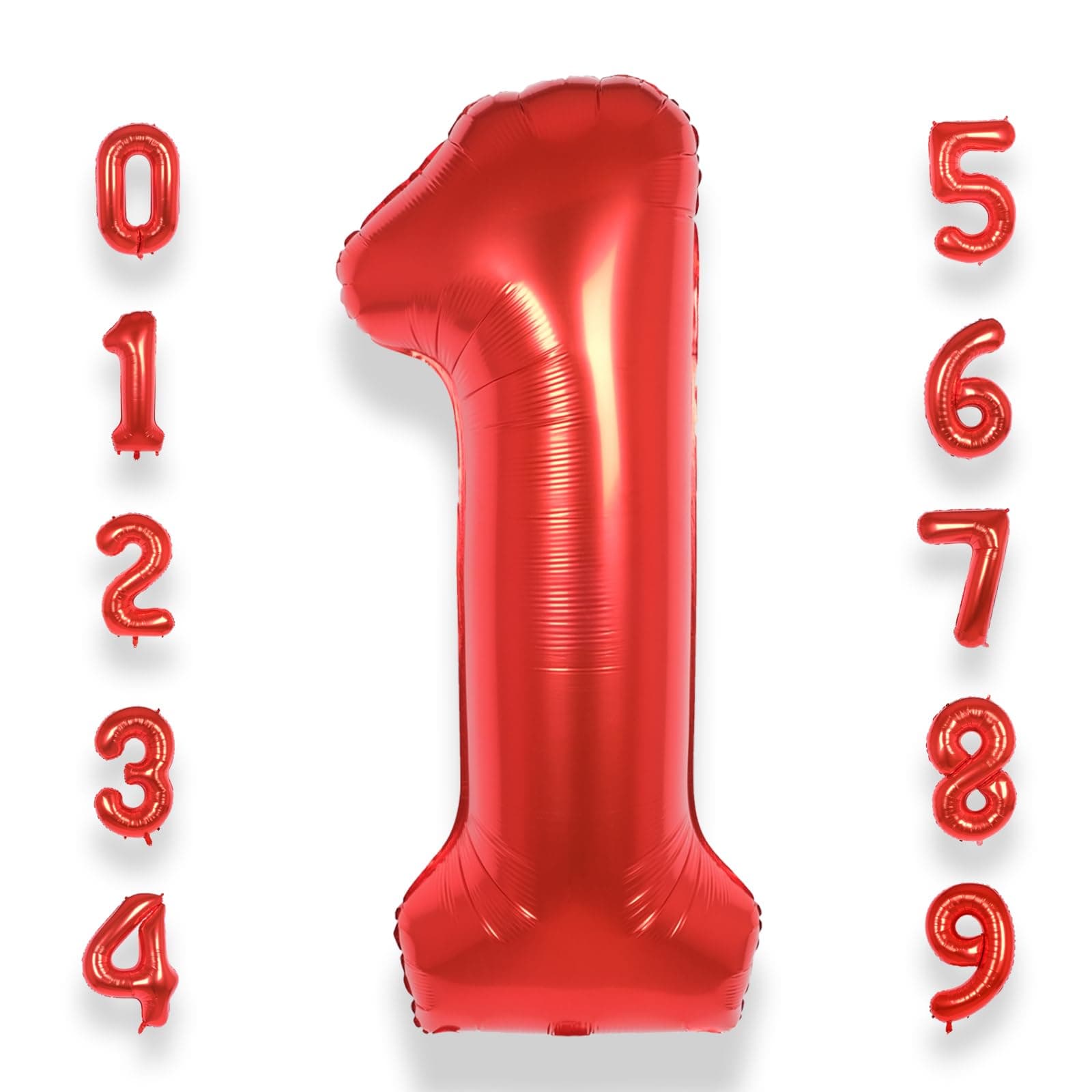 AULE 40 Inch Red 1 Balloon Number Foil 0-9 Birthday Big Numbers