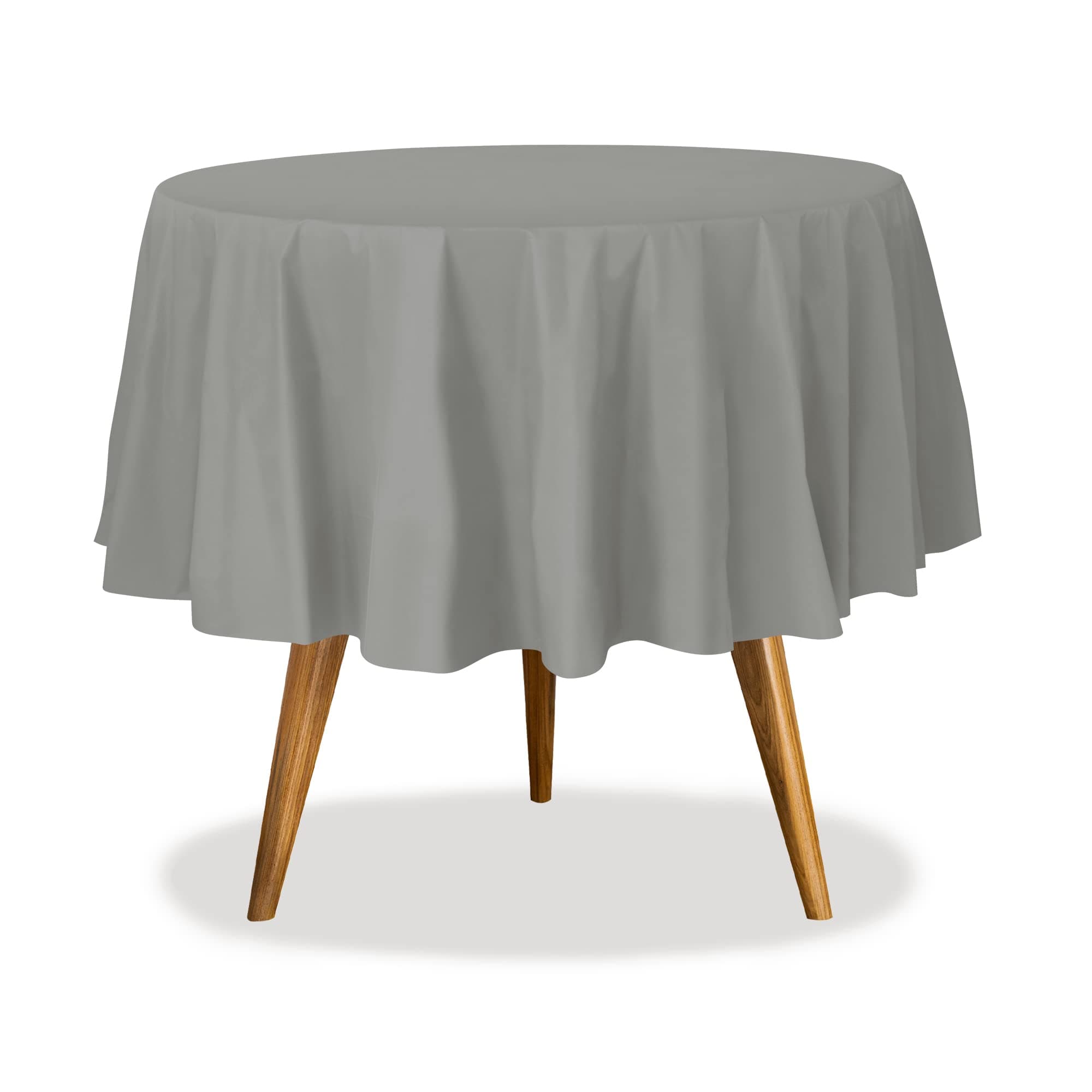 Party Dimensions Silver Disposable Plastic Tablecloth for Round Tables (36 Pack) Table Cloths for Parties, Events & Weddings, Indoors & Outdoors, 84 inches, Plastic Table Cover