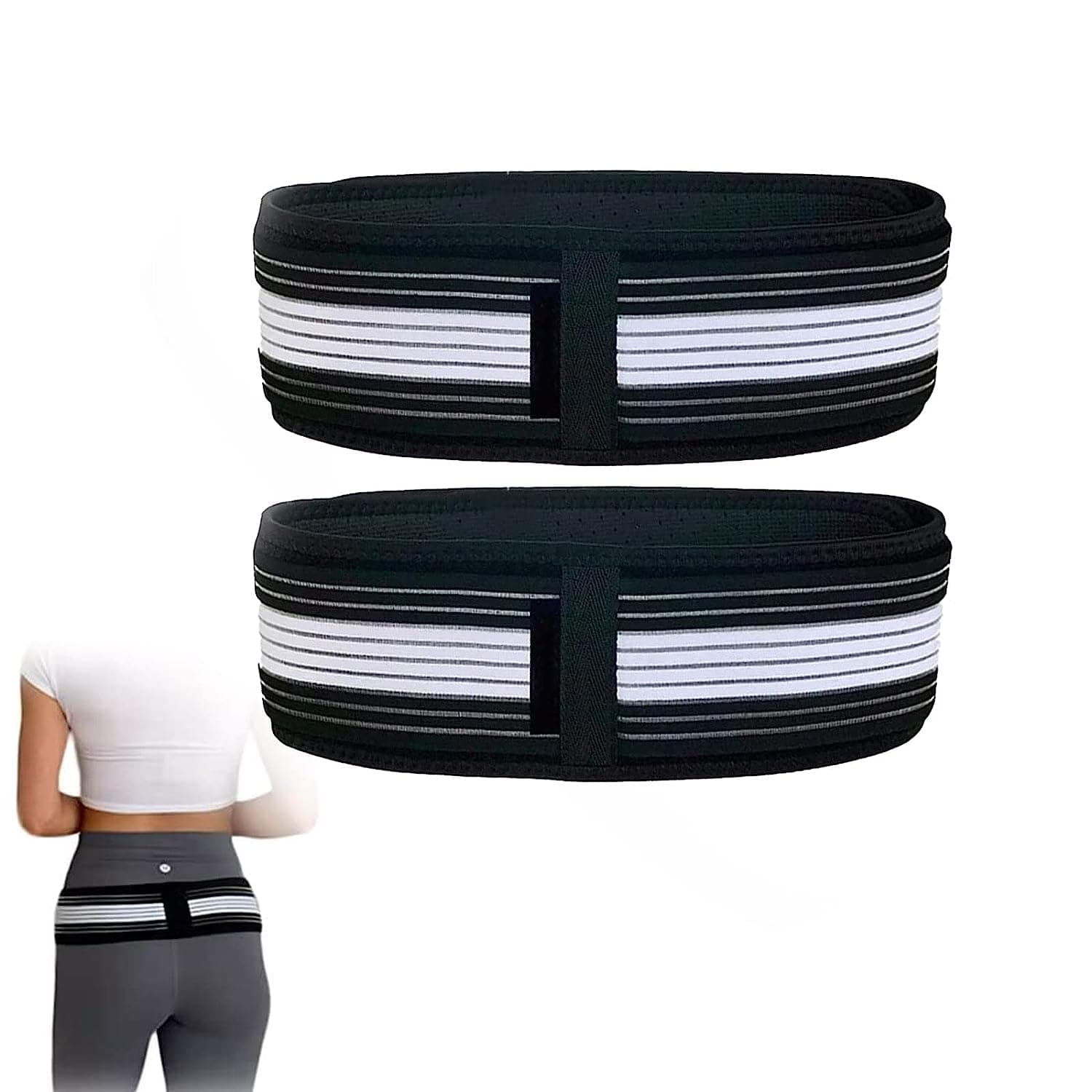 2 Pec Sacroiliac Belt Lower Back Support,Back Support Belt, Lumbar - Anti-Slip Adjustable Support Straps