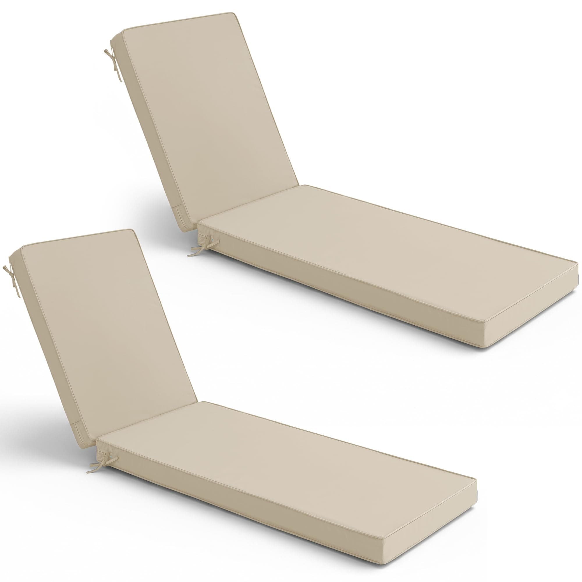 Summsun Outdoor Chaise Lounge Cushions Set of 2, 80 x 26 x 3 Inch, Cream