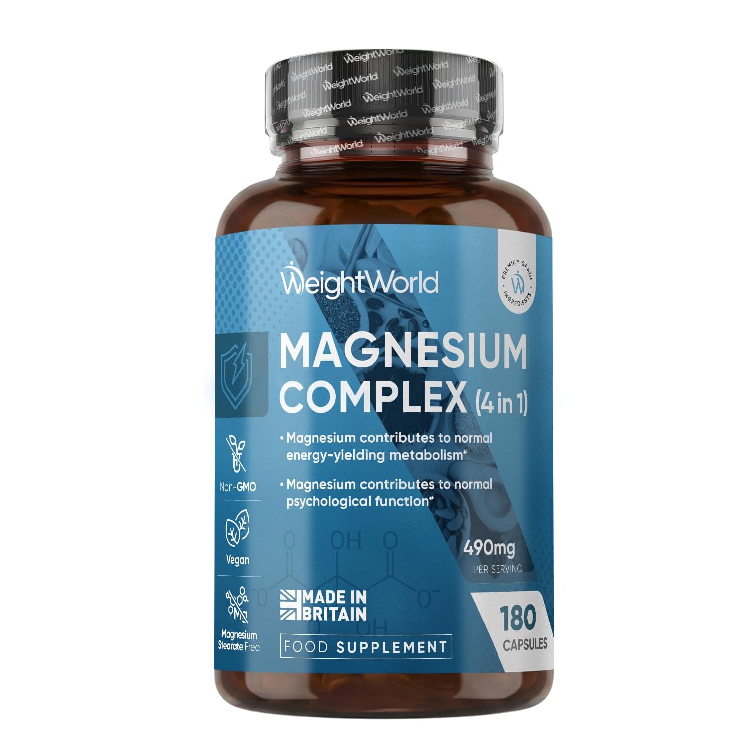 Magnesium Glycinate 4-in-1 Complex - 400mg Elemental Mg - 180 Capsules