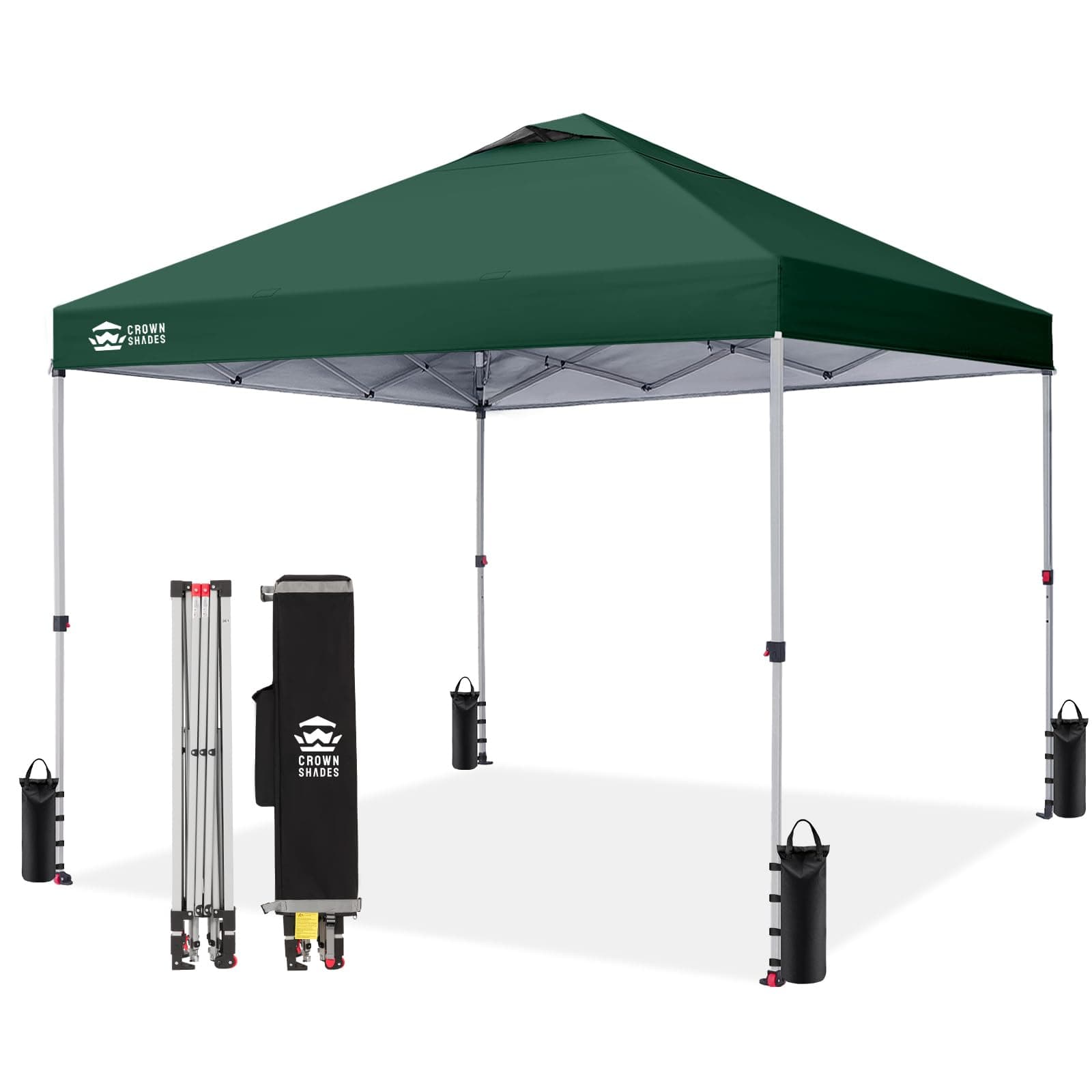 CROWN SHADES 12x12 Pop Up Canopy Tent with One Push Setup, Forest Green