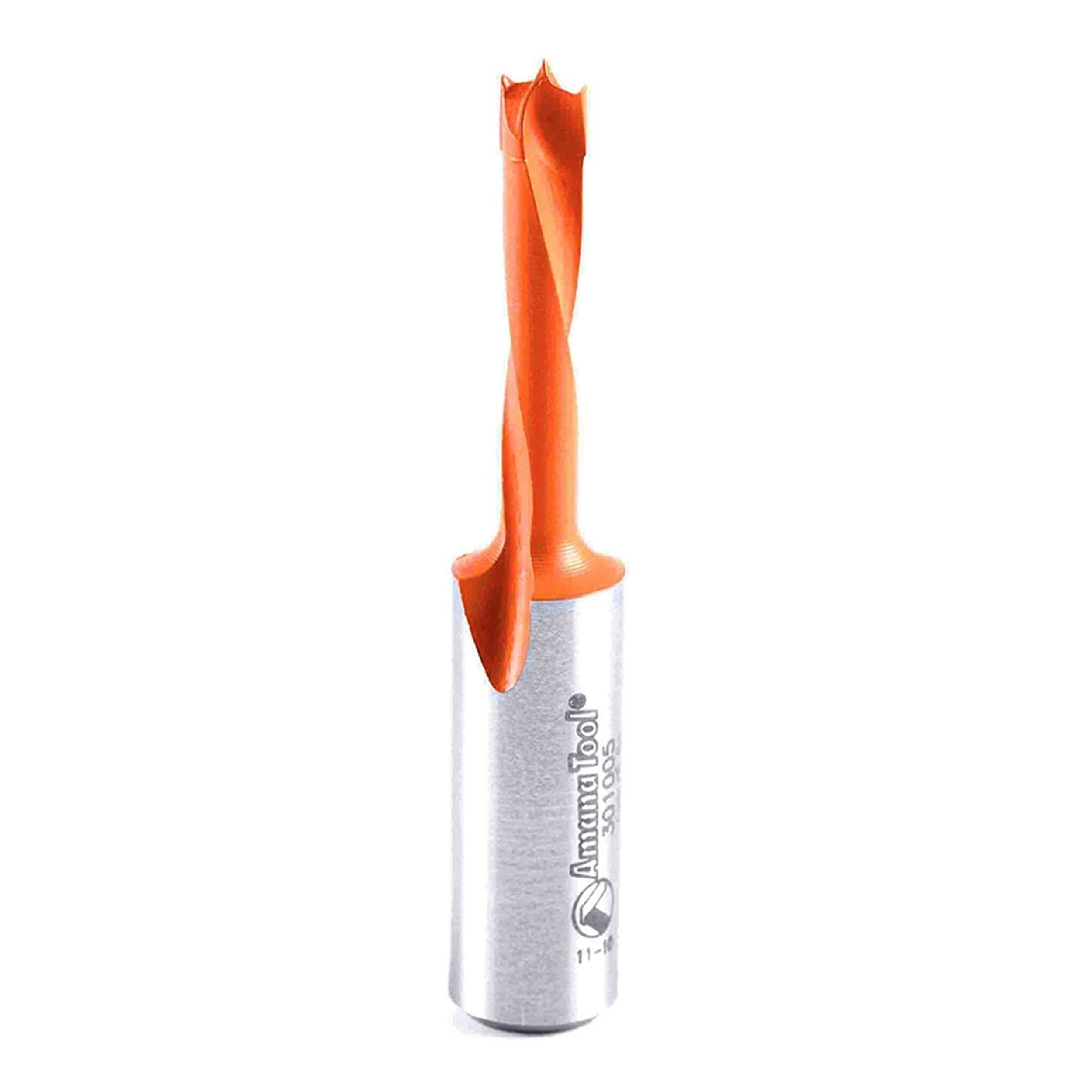 Amana Tool - 301005 Carbide Tipped Brad Pt. Boring Bit L/H 5mm Dia x 57mm Long x 10mm Sh