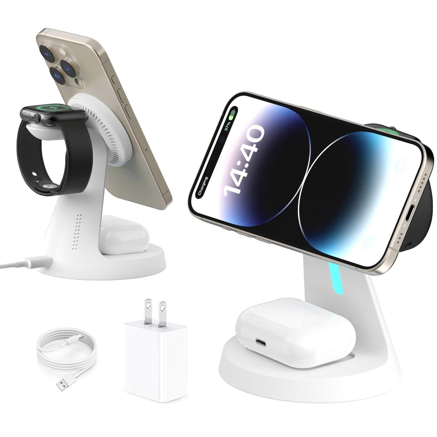 Utotrip Wireless Charger,3 in 1 Charging Station,15W Phone Charger Stand