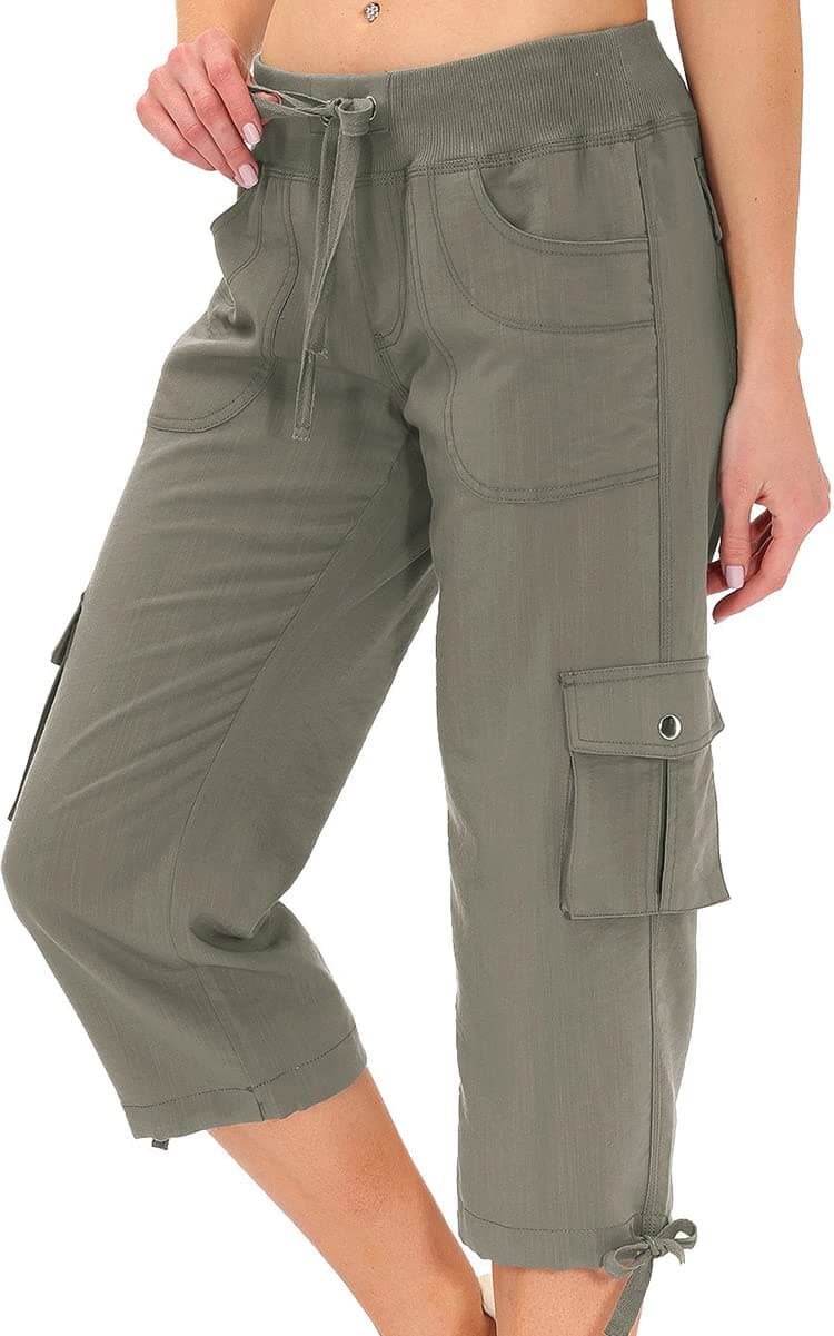 MoFiz Hiking Cargo Shorts for Women Outdoor Quick Dry Athletic Shorts for Boating Camping with Pockets Grey