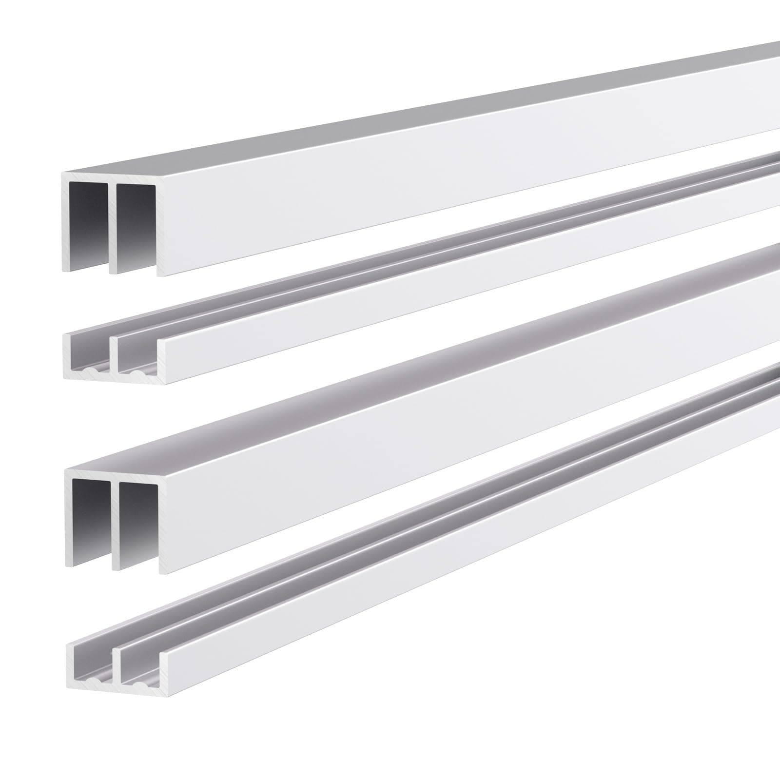 Jiekayi 2 Sets 36" Metal Sliding Door Track Set for 1/4" Thick Panels Cabinet Glass Closet Sliding Door Hardware Sliding Window Track (Silver, 36 x 0.79 in)