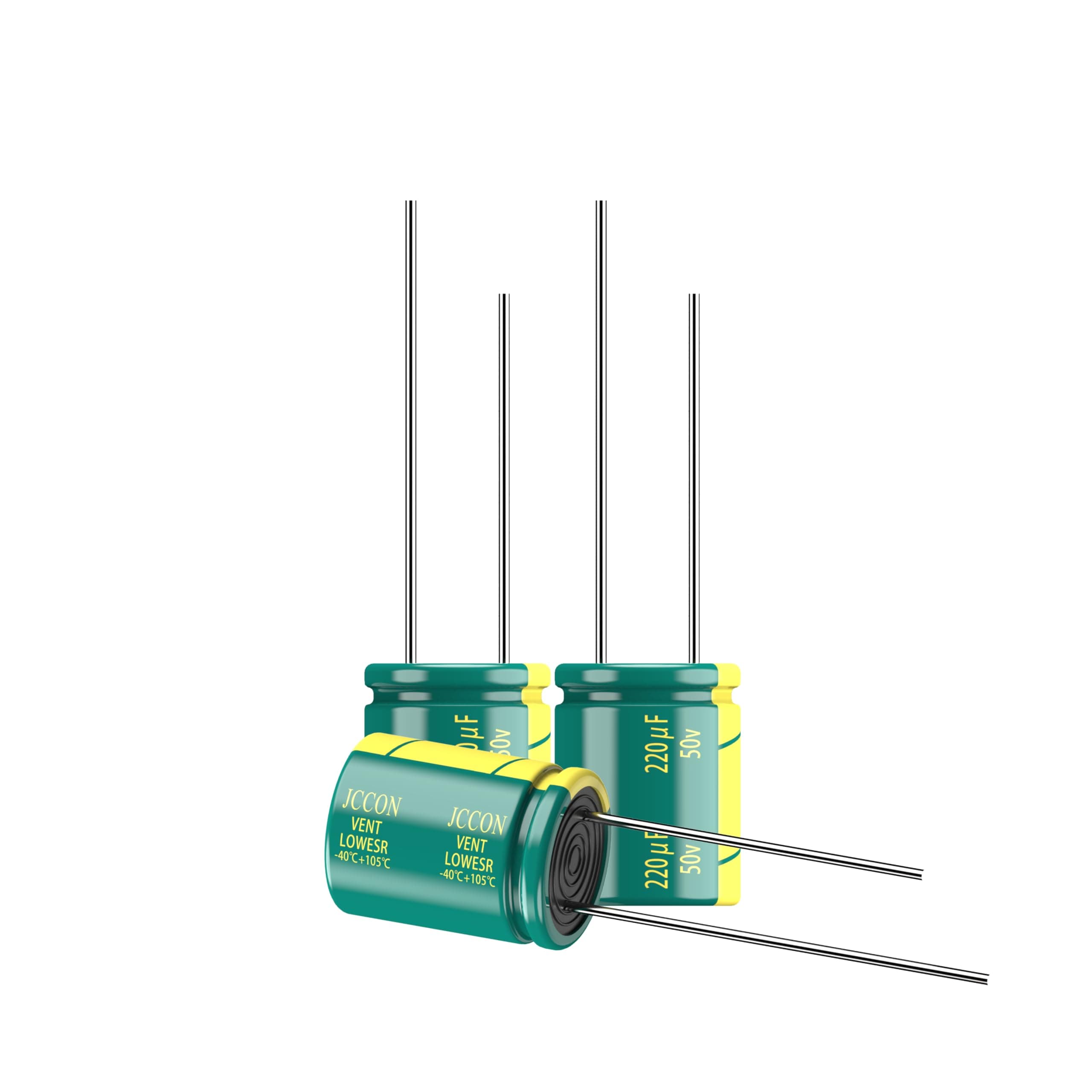 JCCON 10-Pack 50V 220uF Premium Quality Low ESR Electrolytic Capacitors 10x13mm (0.4x0.51in), 50Volt 220MFD High-Frequency Caps with Superior Performance