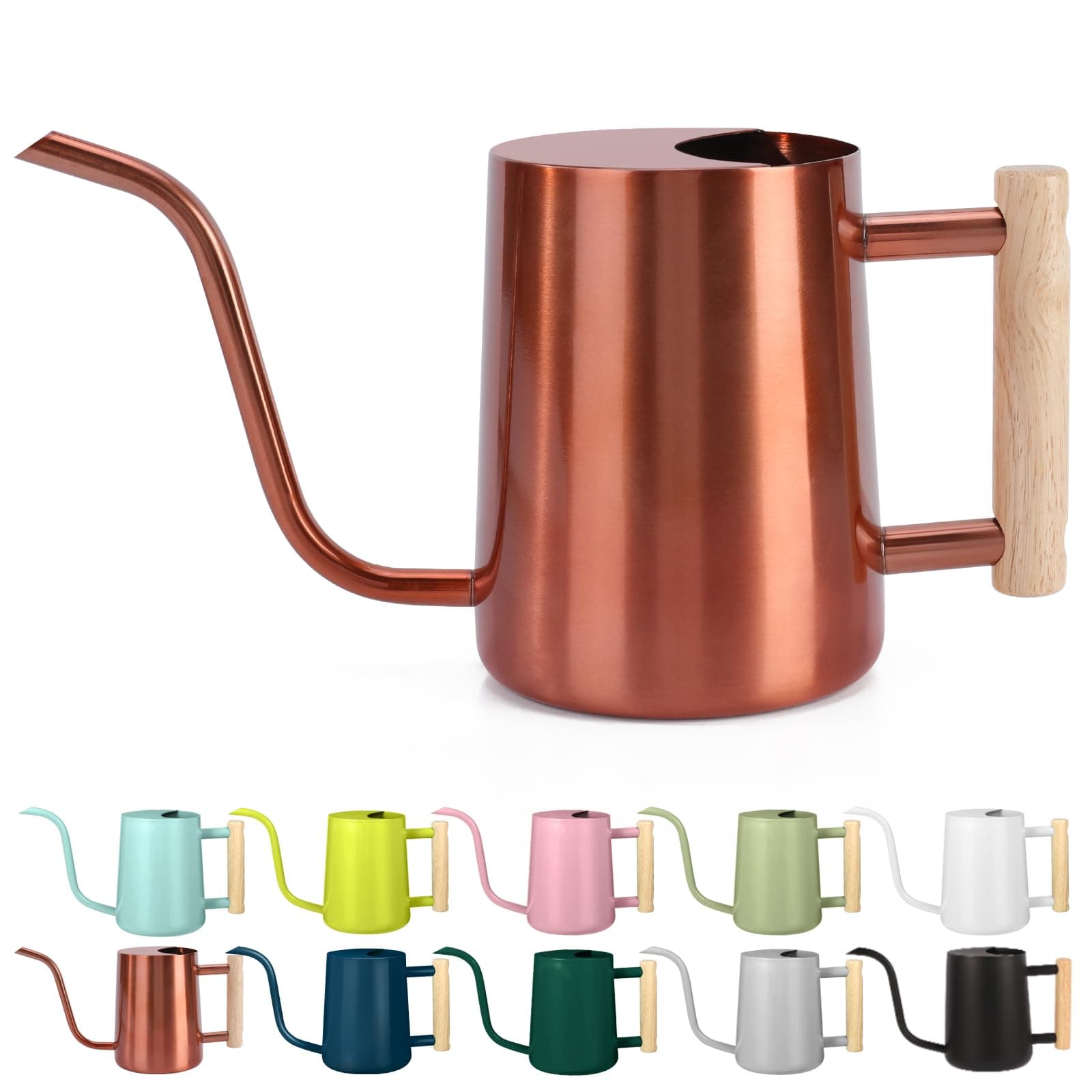 Watering Can Indoor Plants, 35oz Small Watering Can Indoor Stainless Steel Metal Watering Can Modern Decorative Watering Pot with Long Spout for Indoor House Plant Bonsai Garden Flowers (Copper)