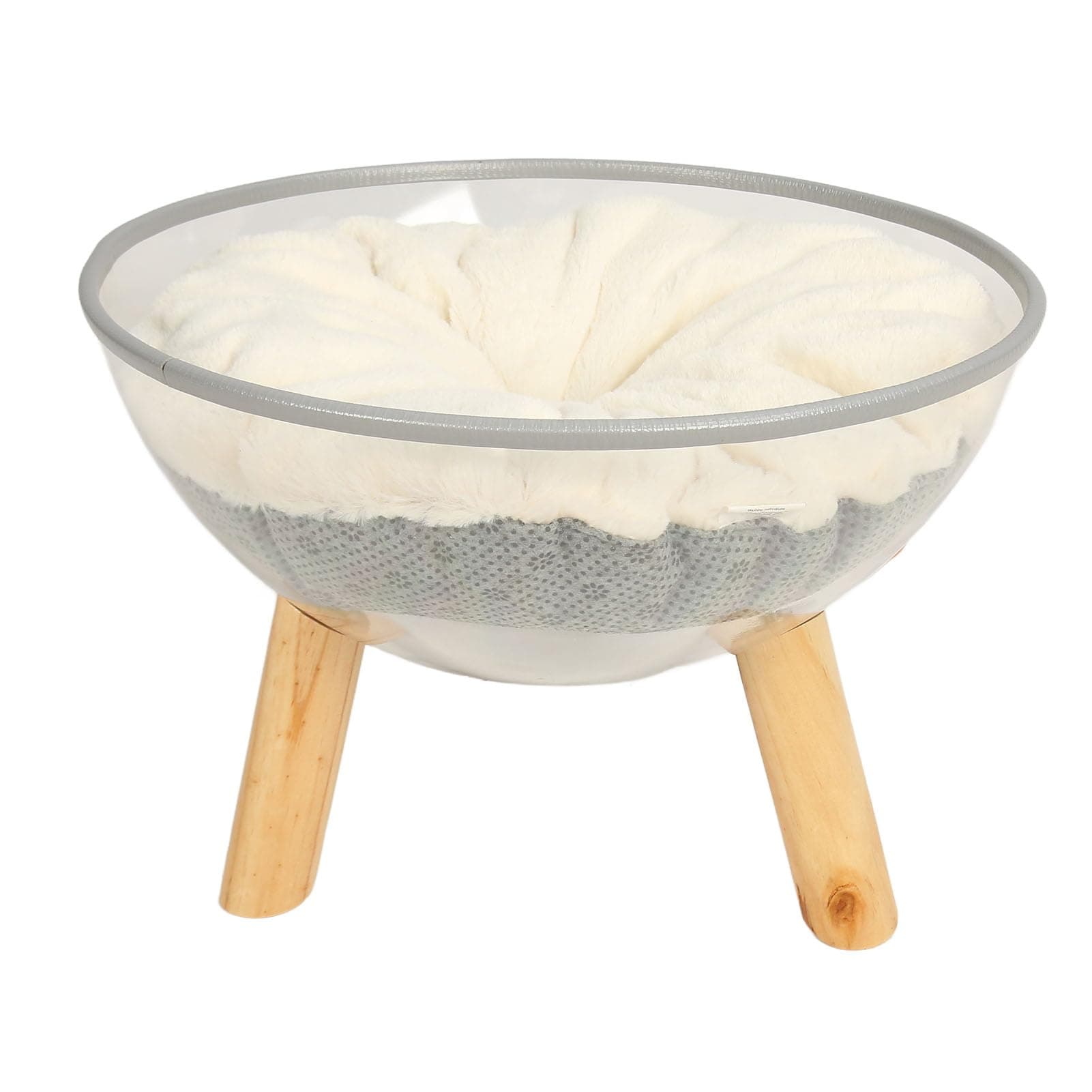 Cat Bed Fluffy Clear Capsule Cat Bed Stable Safe Stylish Wooden Elevated Transparent Cat Bed with Kitten Cushion