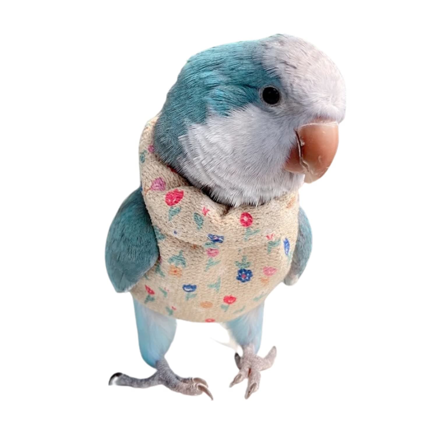 WCDJOMOP Bird Clothes - Handmade Summer Cotton Floral Shirt Flight Suit Sweater Vest for Parrots African Greys Parakeet Cockatiel Sun Conure Parrot Halloween Cosplay Apparel Bird Supplies (2M,Shirt)