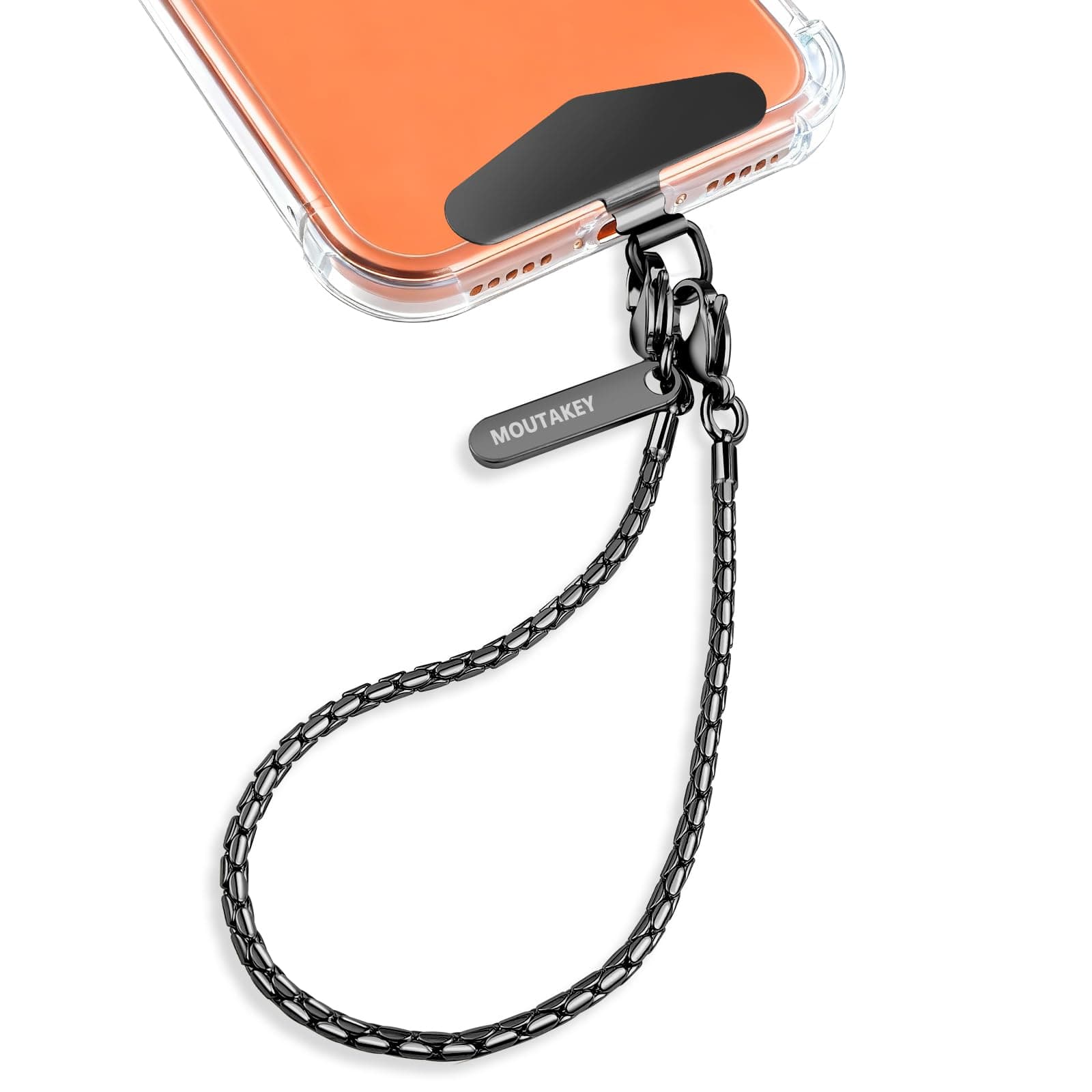 MOUTAKEY Phone Wrist Strap Metal Phone Chain Wristlet Strap Detachable iPhone Lanyard Wrist with 2 Tether Tabs iPhone Charm strap For Women girls Shopping Traveling Party Walking