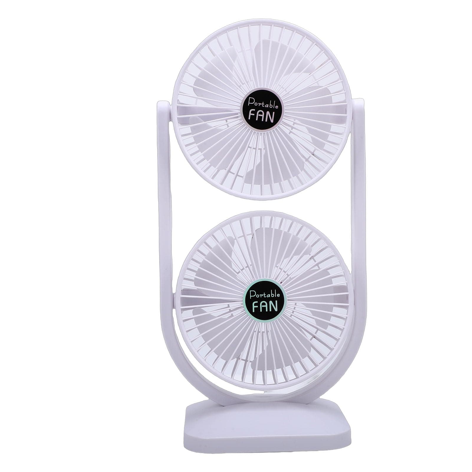 Sorandy Small Tower Fan, 3000mAh Dual Head Design Tower Fan, 3 Speed Portable Oscillating with USB Rechargeable & Stable Base, Ideal for Home, Office, Dorm, Travel, Bedroom Desk &
