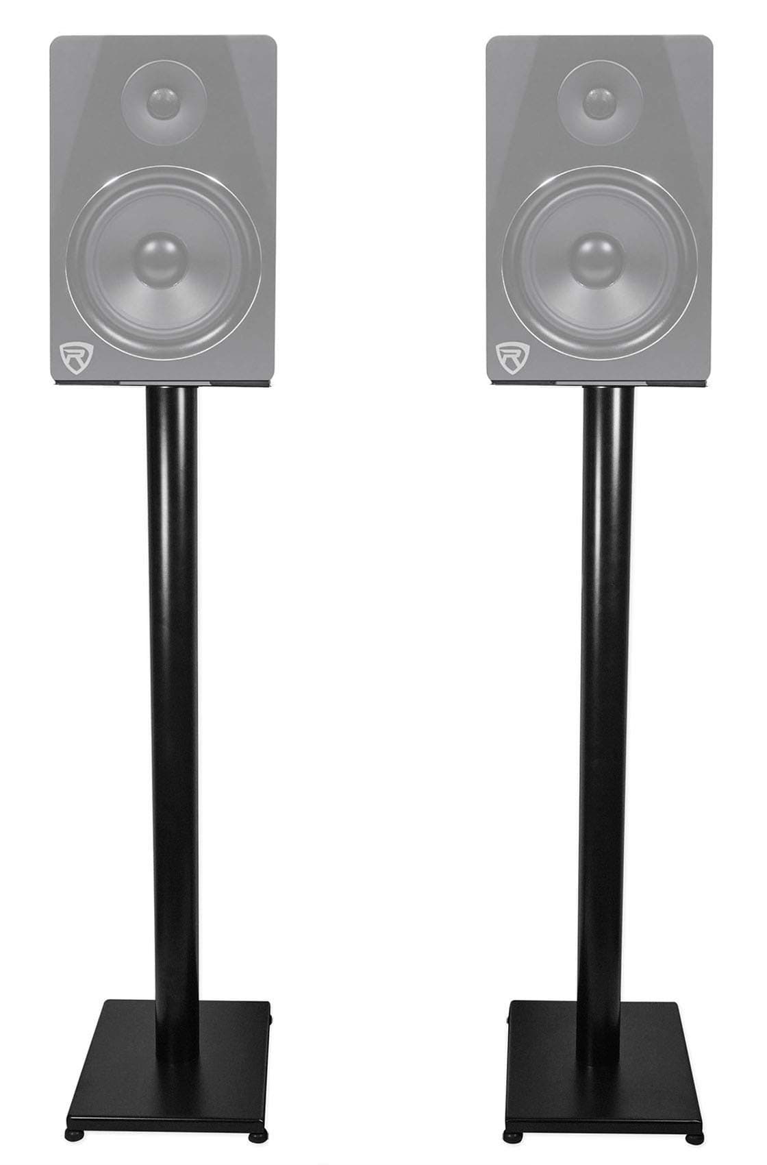 Rockville RS37B 37" Steel Bookshelf Speaker Stands, 60 lbs Capacity, Cable Management, Anti-Vibration Pads, Adjustable Feet, for Home Audio and Studio Monitoring (Pair)